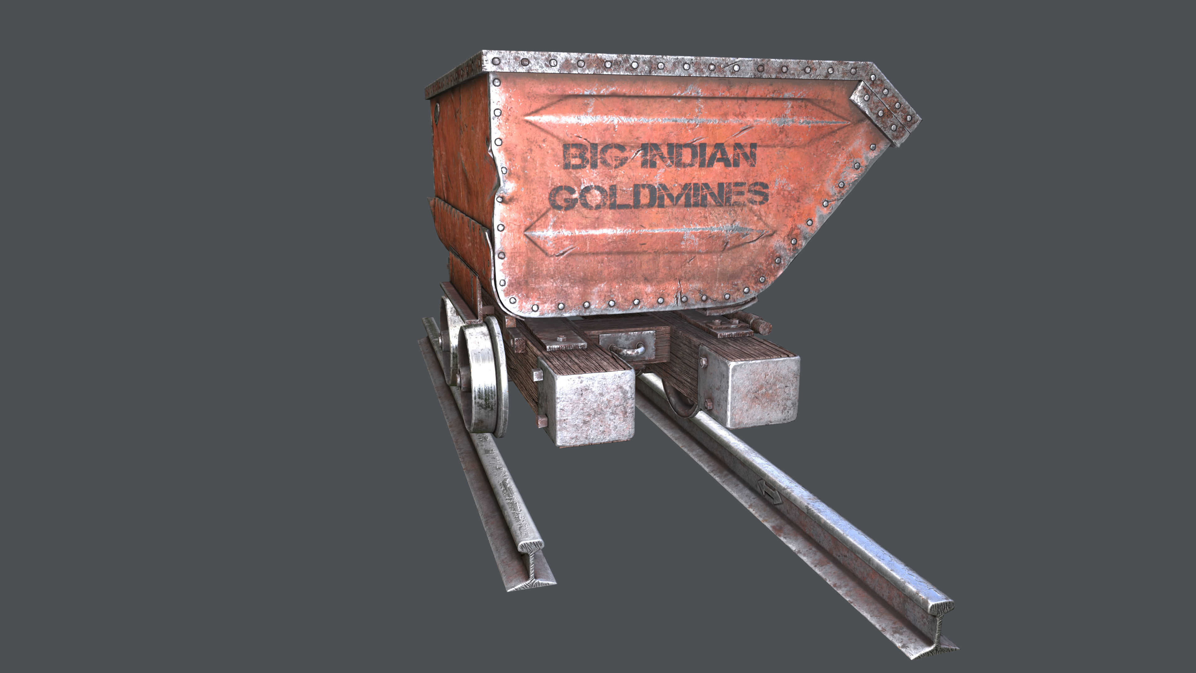 Minecart Low-poly 3D model_9