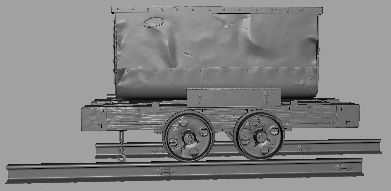 Minecart Low-poly 3D model_19