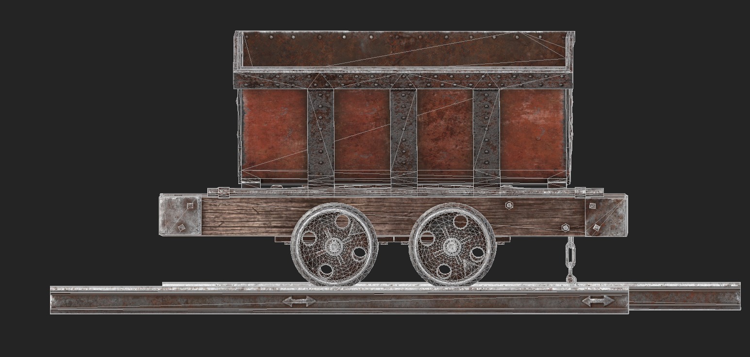 Minecart Low-poly 3D model_3