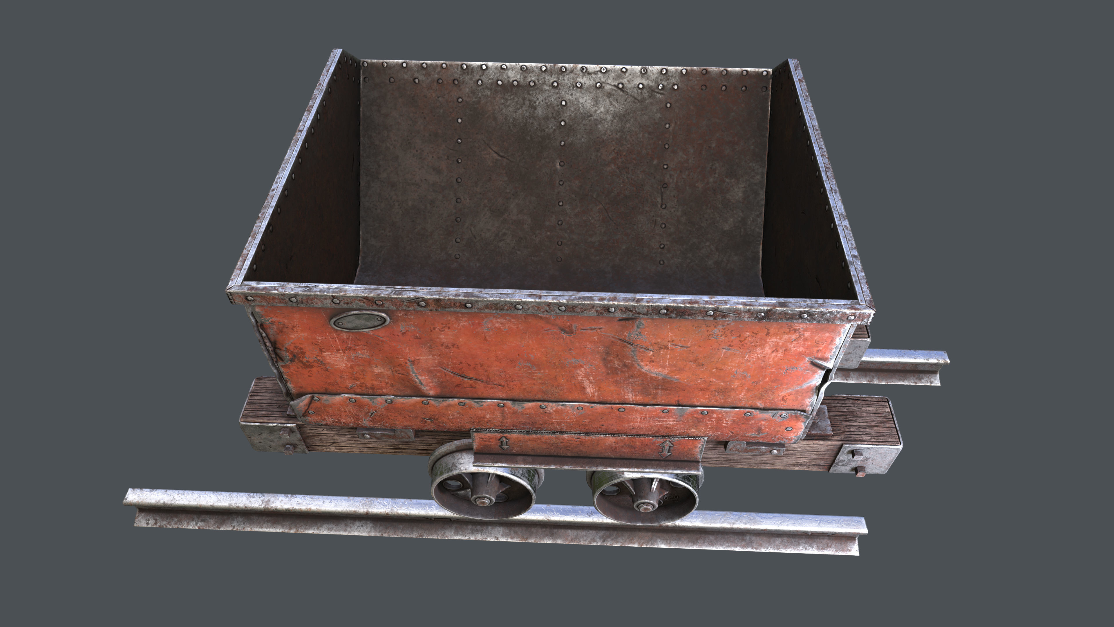 Minecart Low-poly 3D model_8