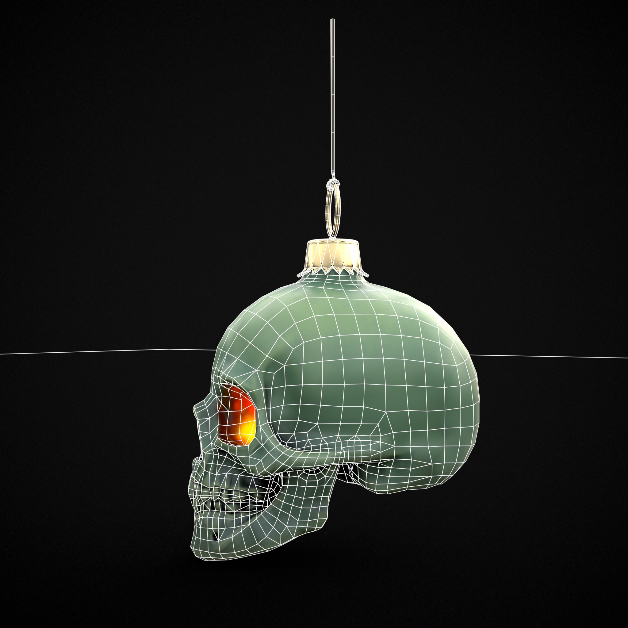 Hanging Stylized Skull  Low-poly 3D model_8