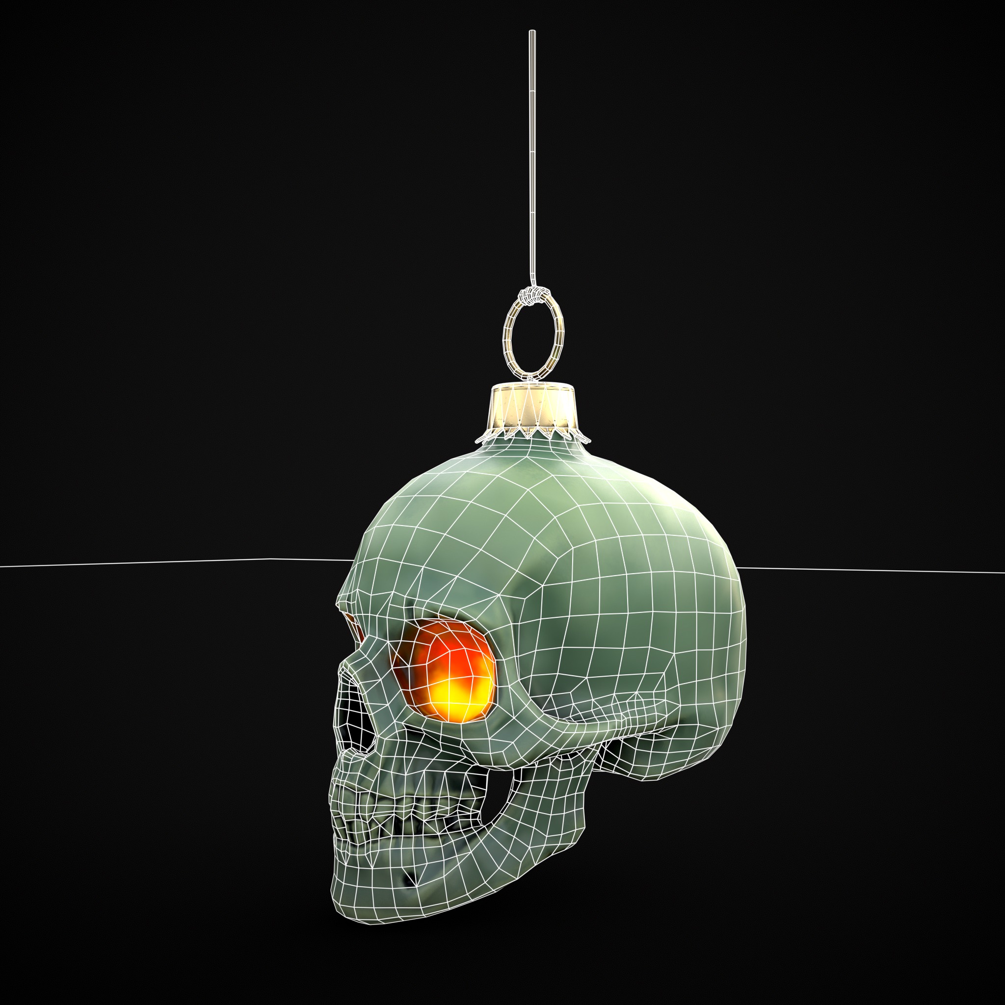 Hanging Stylized Skull  Low-poly 3D model_6
