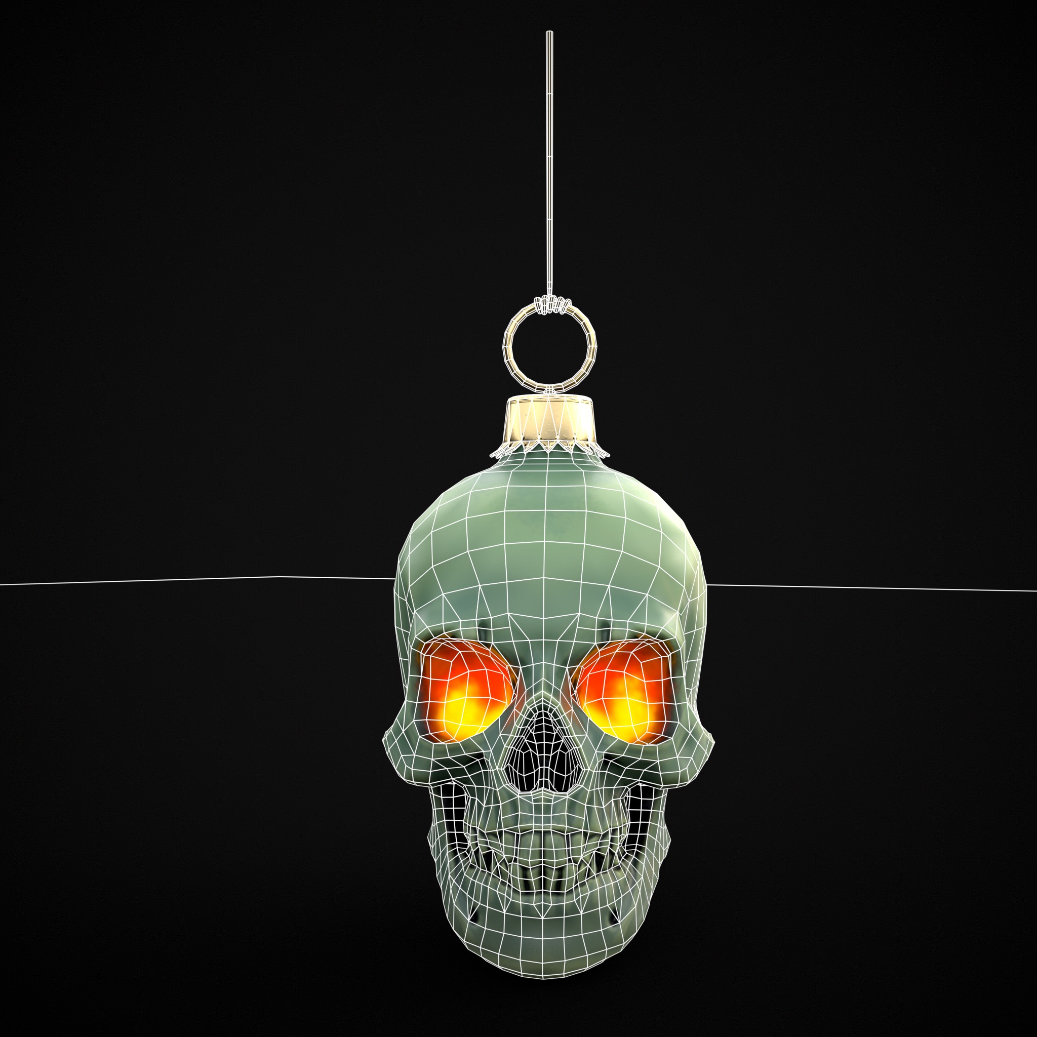 Hanging Stylized Skull  Low-poly 3D model_4