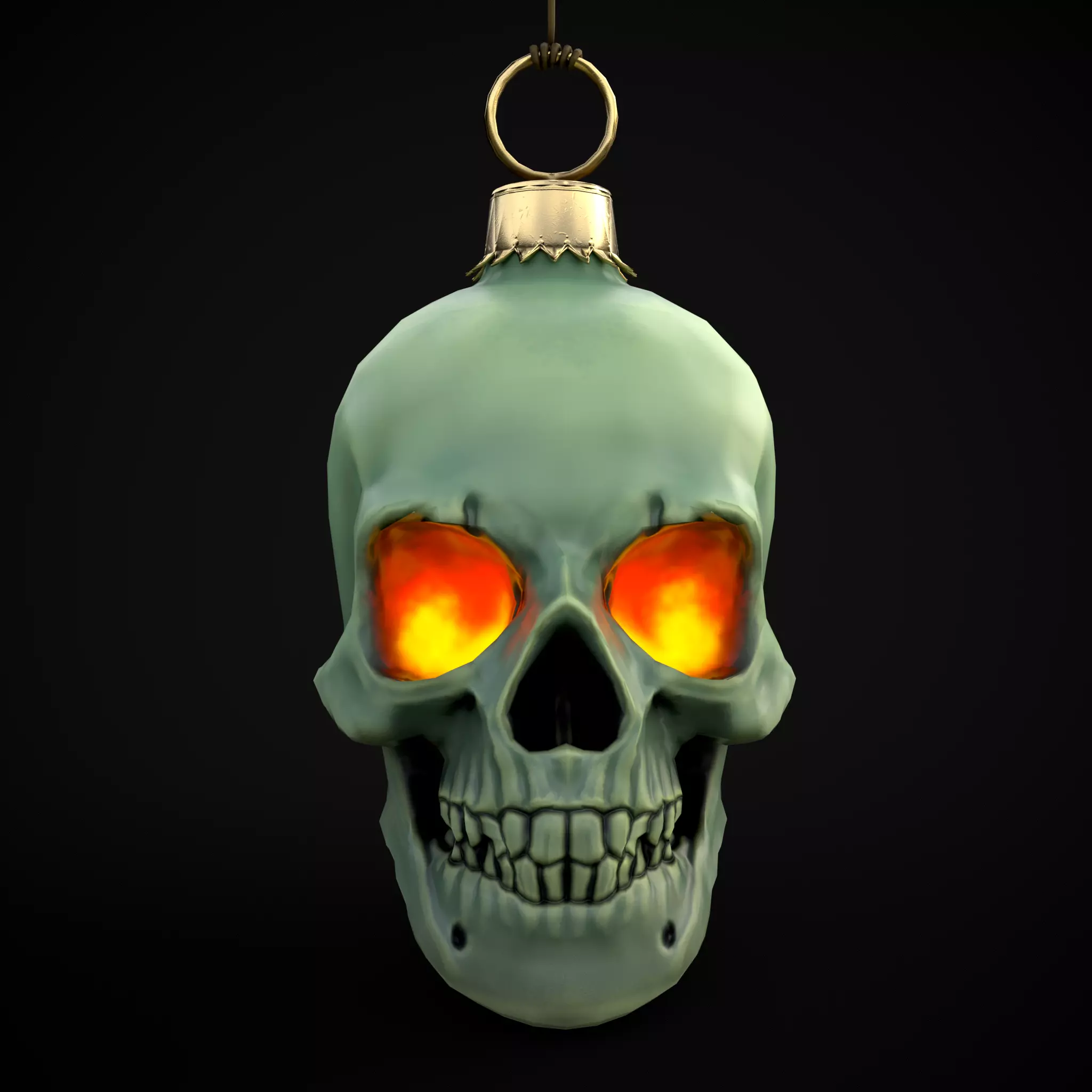 Hanging Stylized Skull  Low-poly 3D model_0