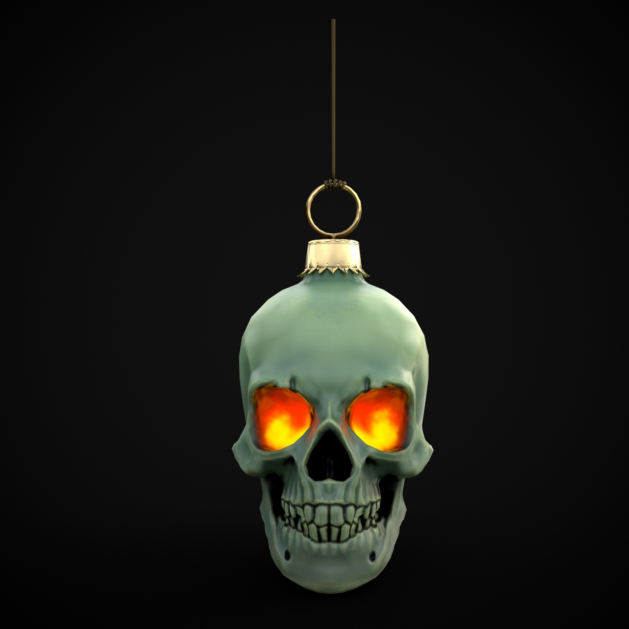 Hanging Stylized Skull  Low-poly 3D model_3