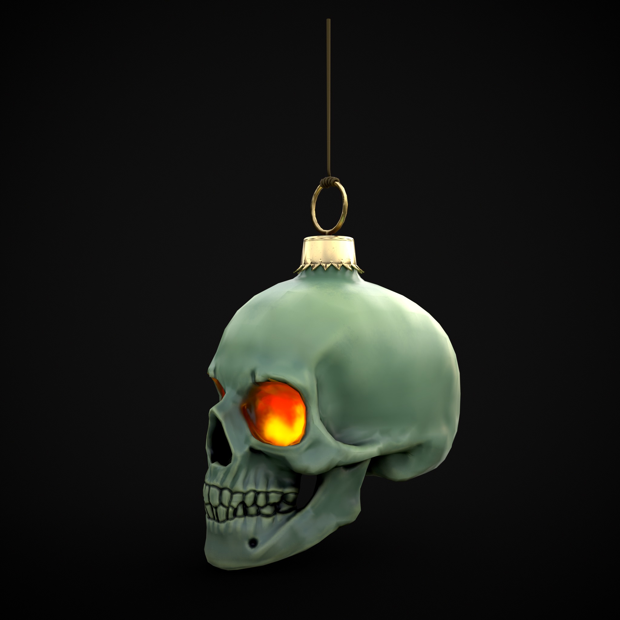 Hanging Stylized Skull  Low-poly 3D model_5