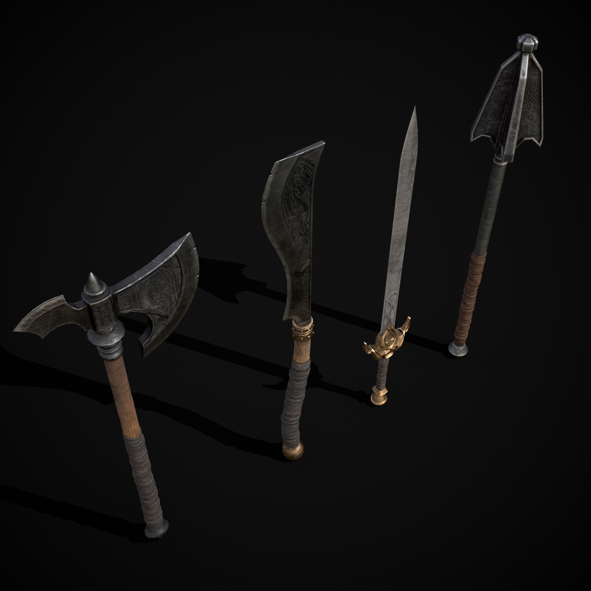 High Quality Viking Weapons Pack Low-poly 3D model_24