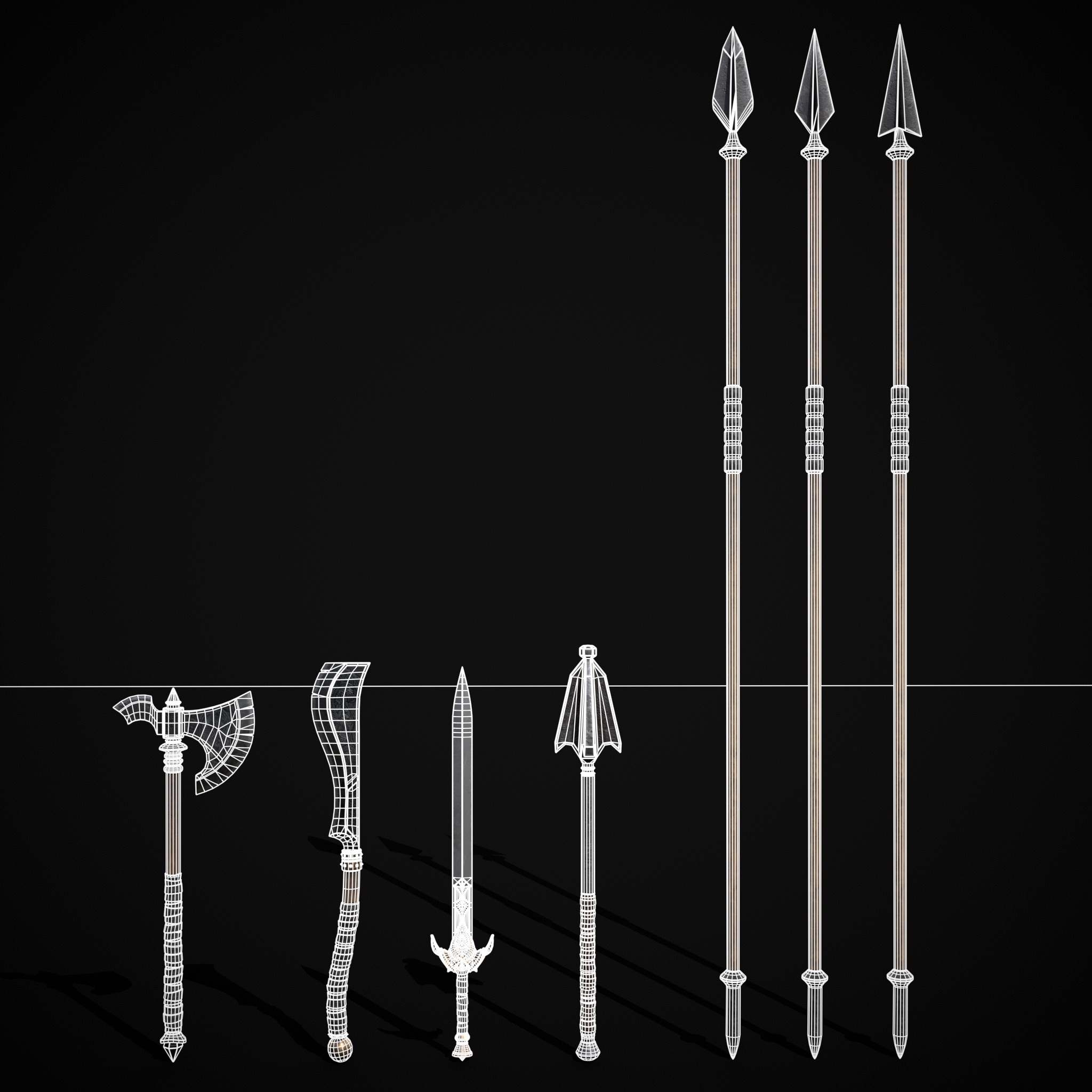 High Quality Viking Weapons Pack Low-poly 3D model_40