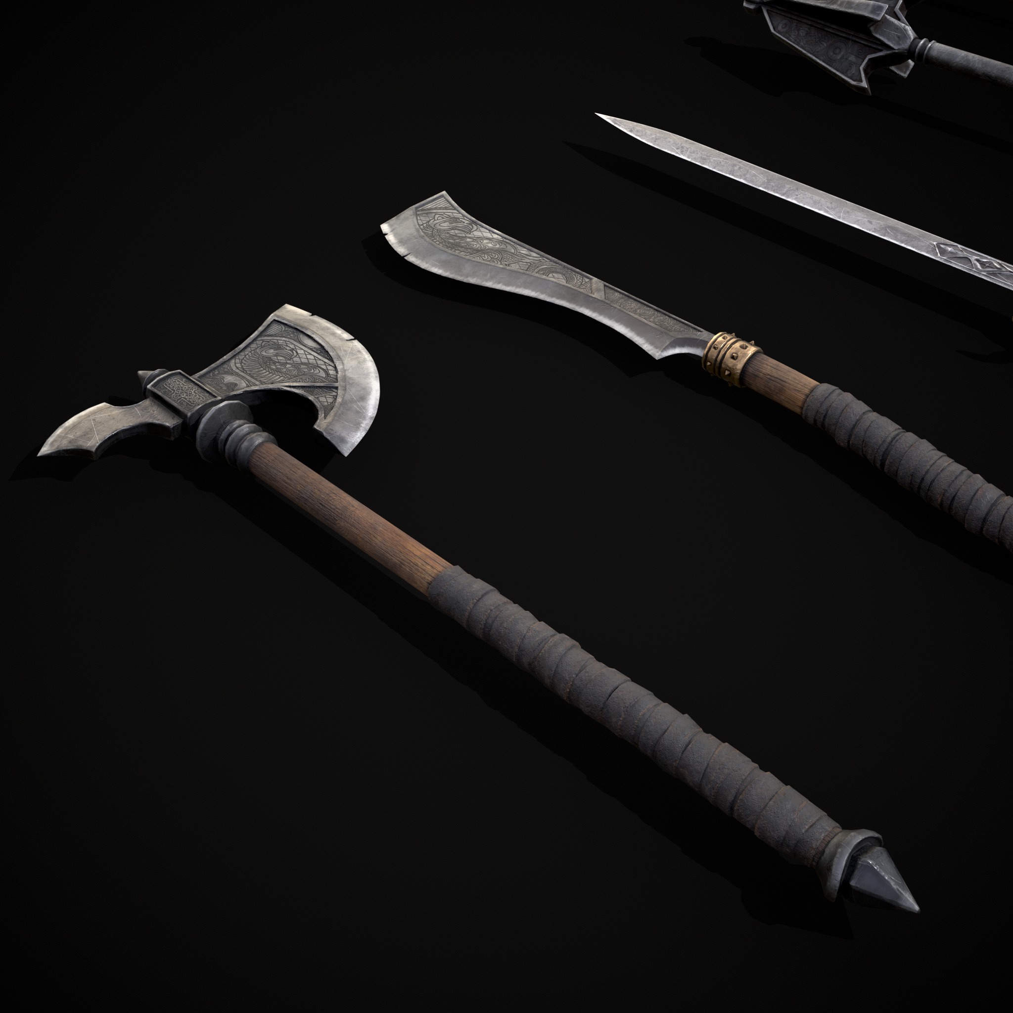 High Quality Viking Weapons Pack Low-poly 3D model_36