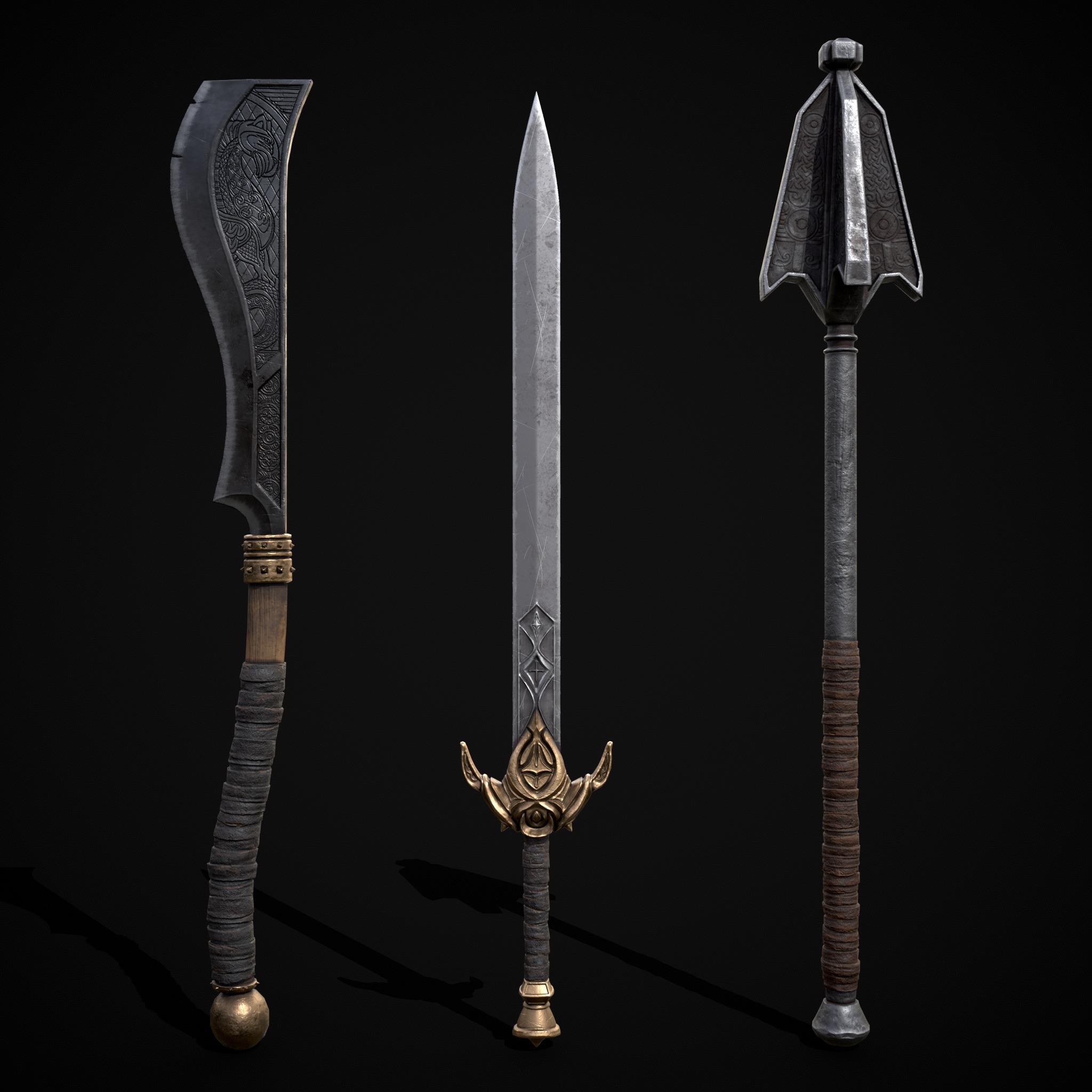 High Quality Viking Weapons Pack Low-poly 3D model_13