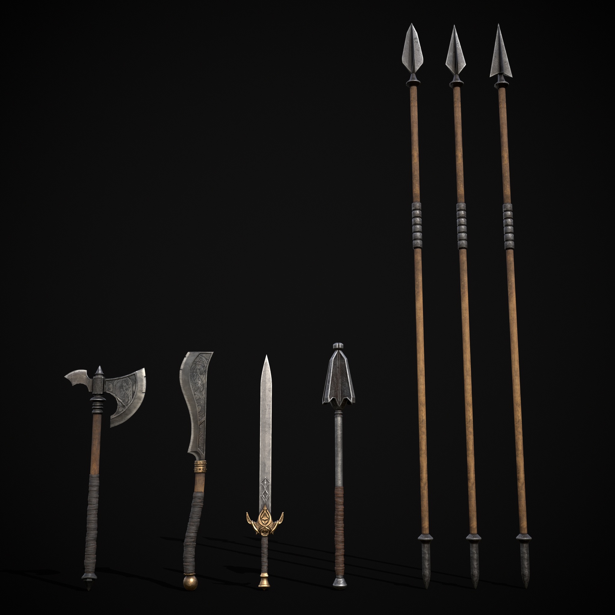 High Quality Viking Weapons Pack Low-poly 3D model_27