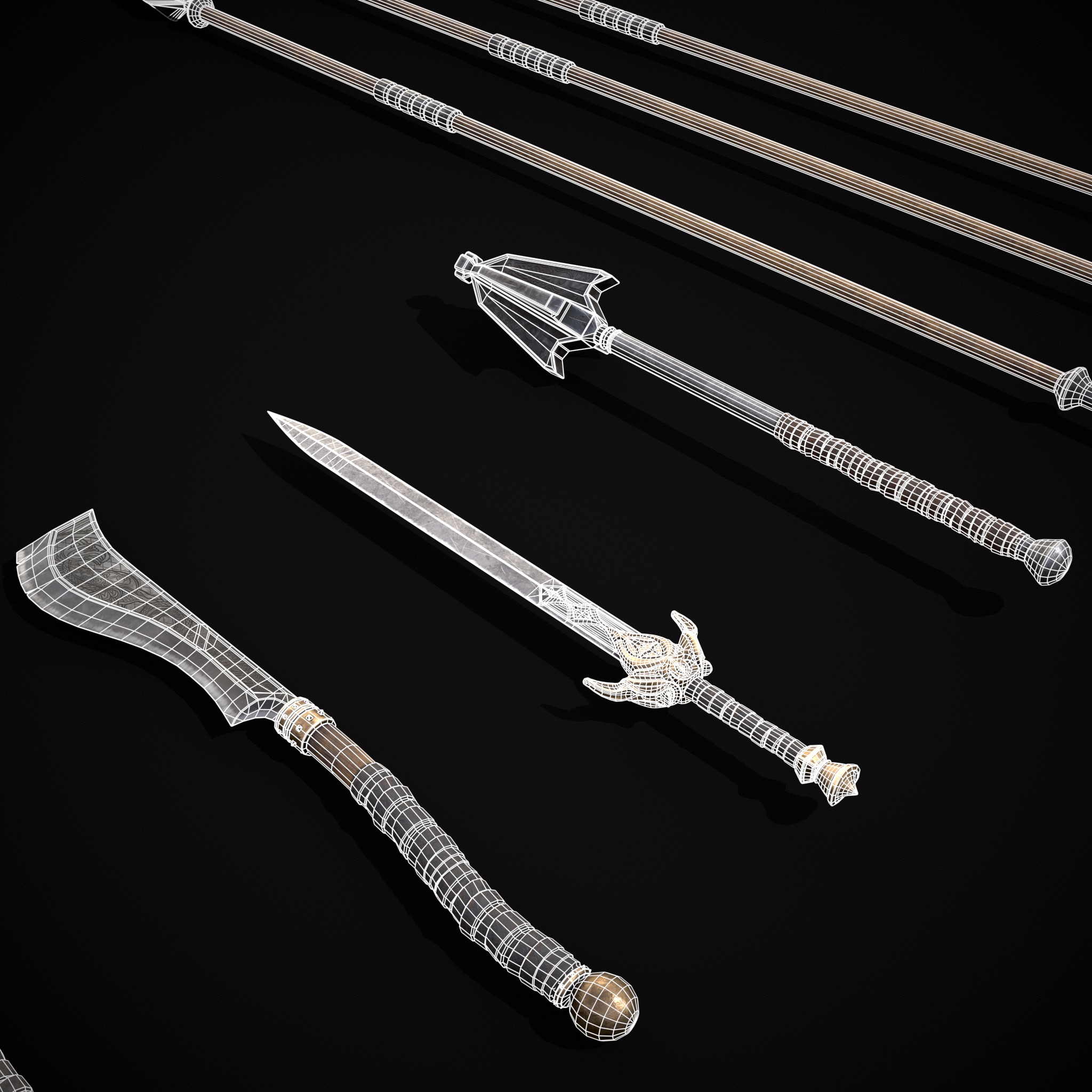 High Quality Viking Weapons Pack Low-poly 3D model_31