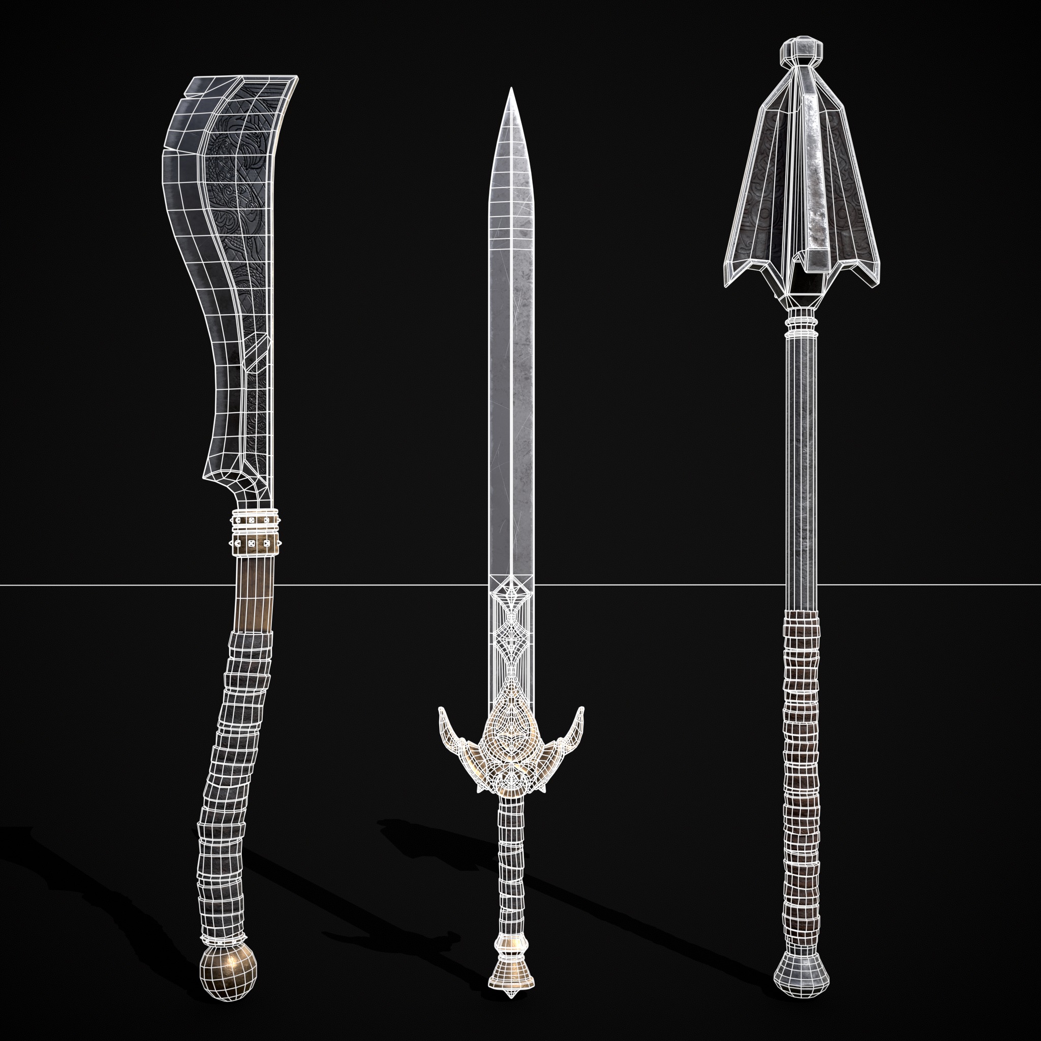High Quality Viking Weapons Pack Low-poly 3D model_14