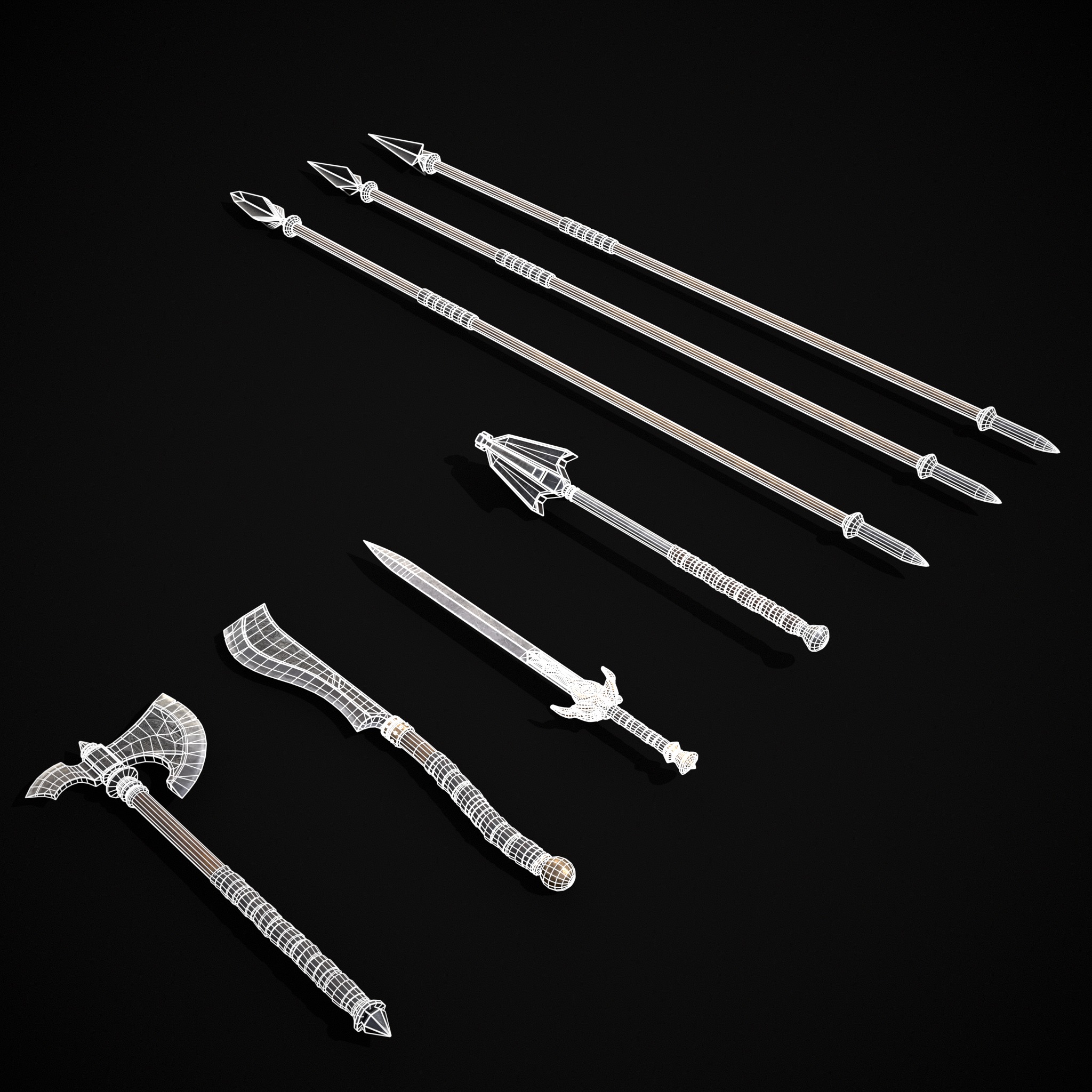 High Quality Viking Weapons Pack Low-poly 3D model_2