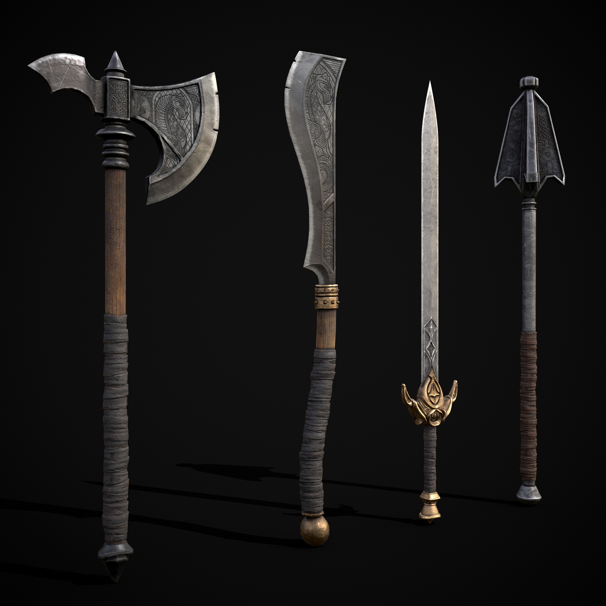 High Quality Viking Weapons Pack Low-poly 3D model_22