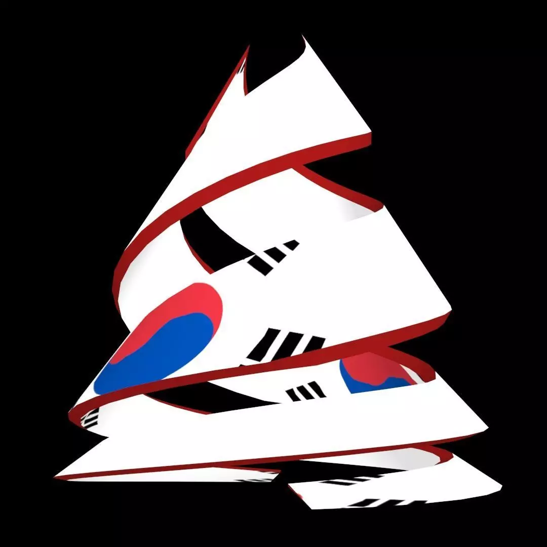 The South Korean Flag on spiral structure 3D model