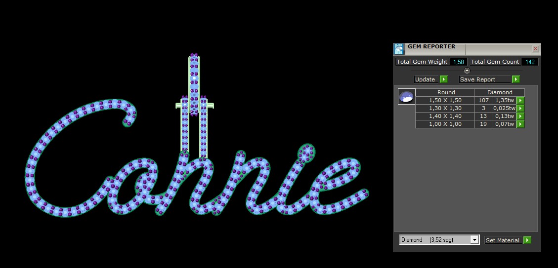 Model 1113 Connie Name Diamond Iced Out Pendant 3D print model_8