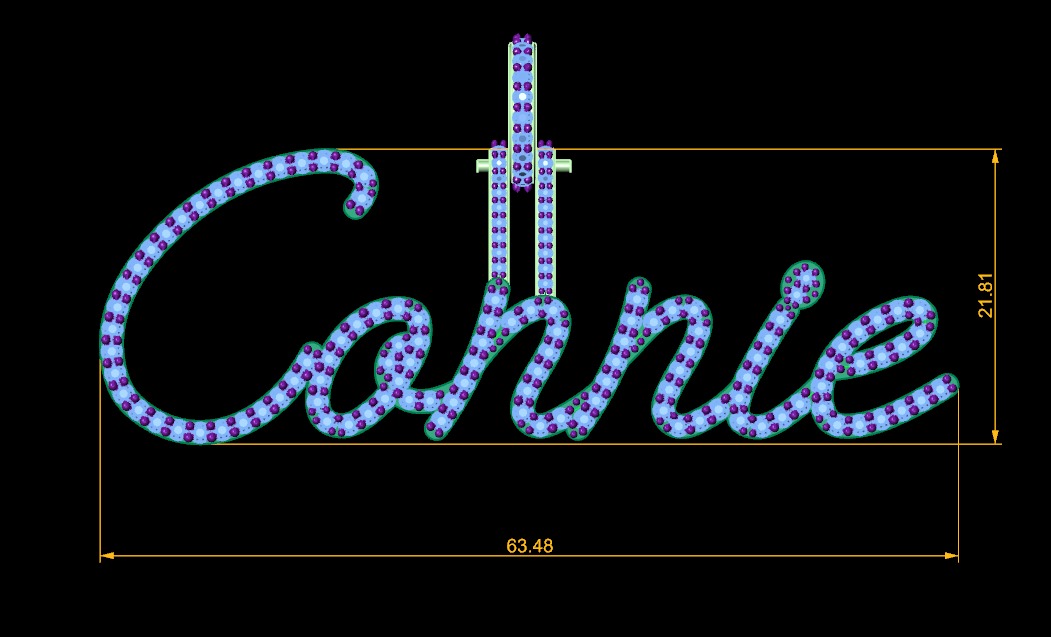 Model 1113 Connie Name Diamond Iced Out Pendant 3D print model_6