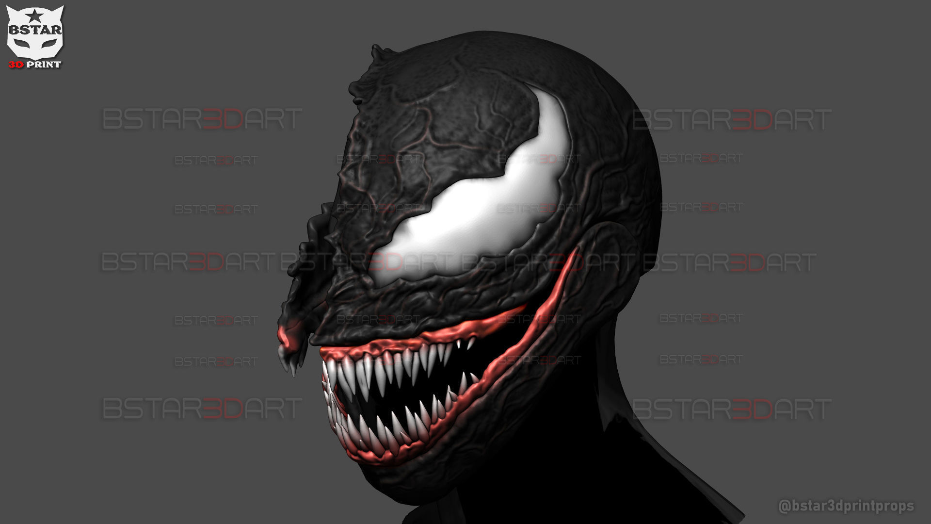 Venom Damaged Helmet Moveable - Marvel Movie 2024 3D print model_13