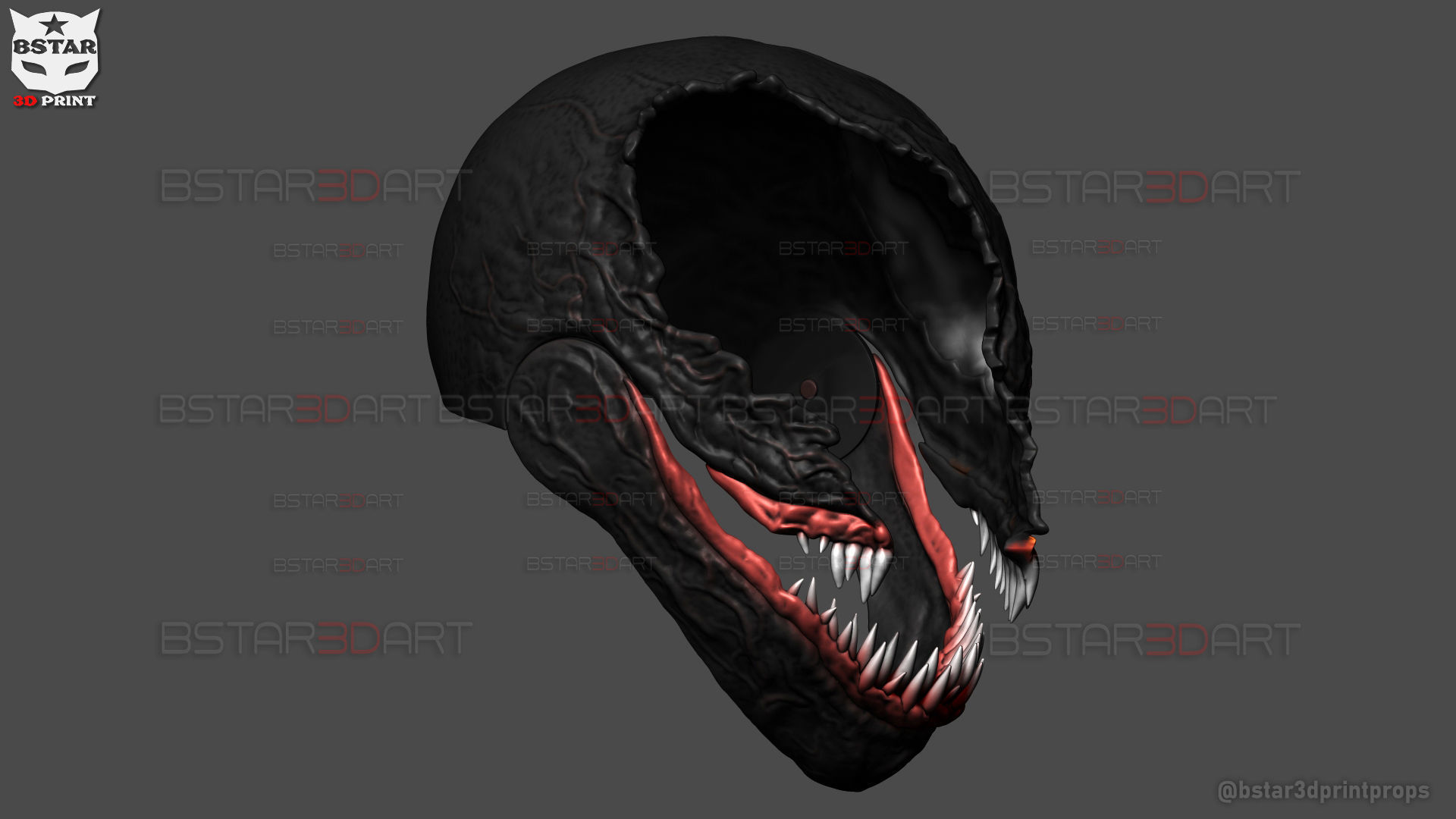 Venom Damaged Helmet Moveable - Marvel Movie 2024 3D print model_20