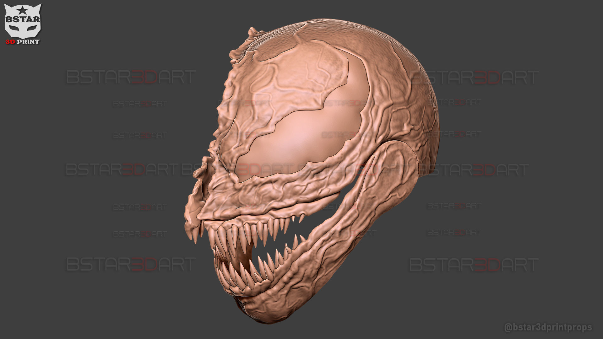 Venom Damaged Helmet Moveable - Marvel Movie 2024 3D print model_25