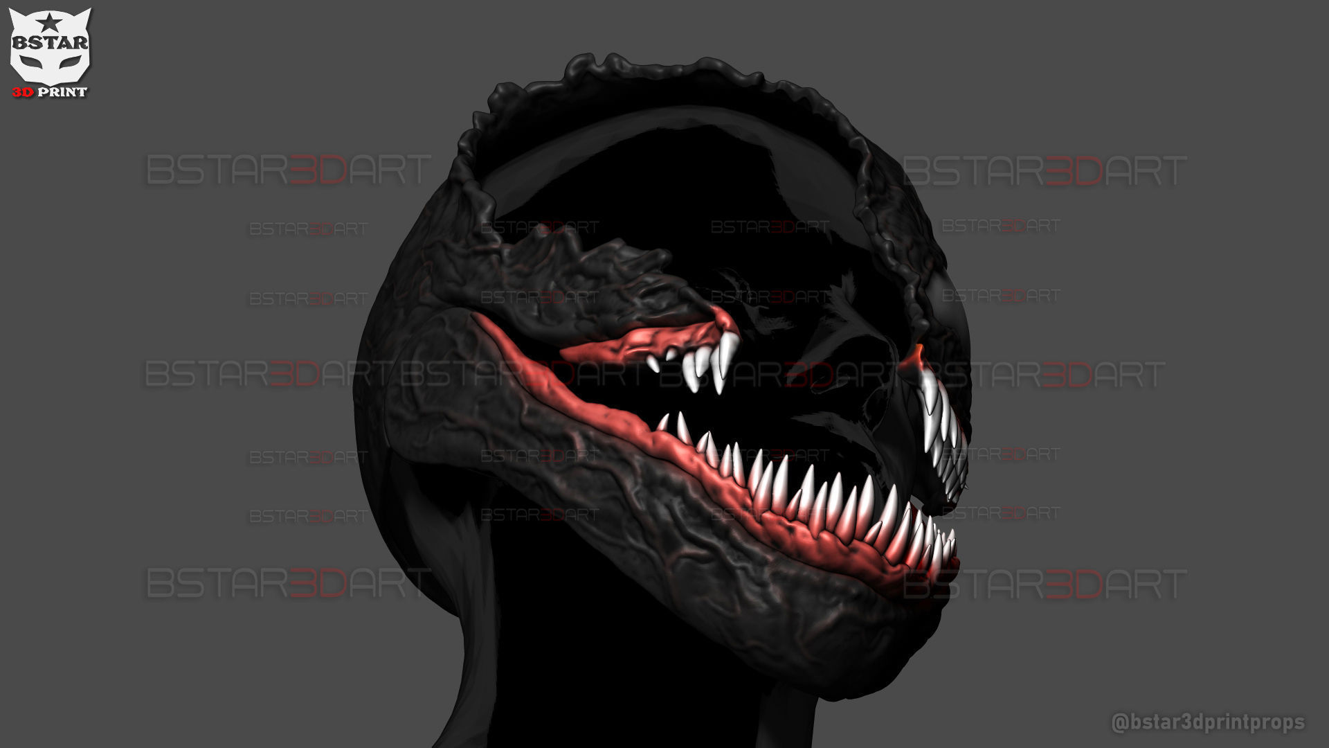 Venom Damaged Helmet Moveable - Marvel Movie 2024 3D print model_18