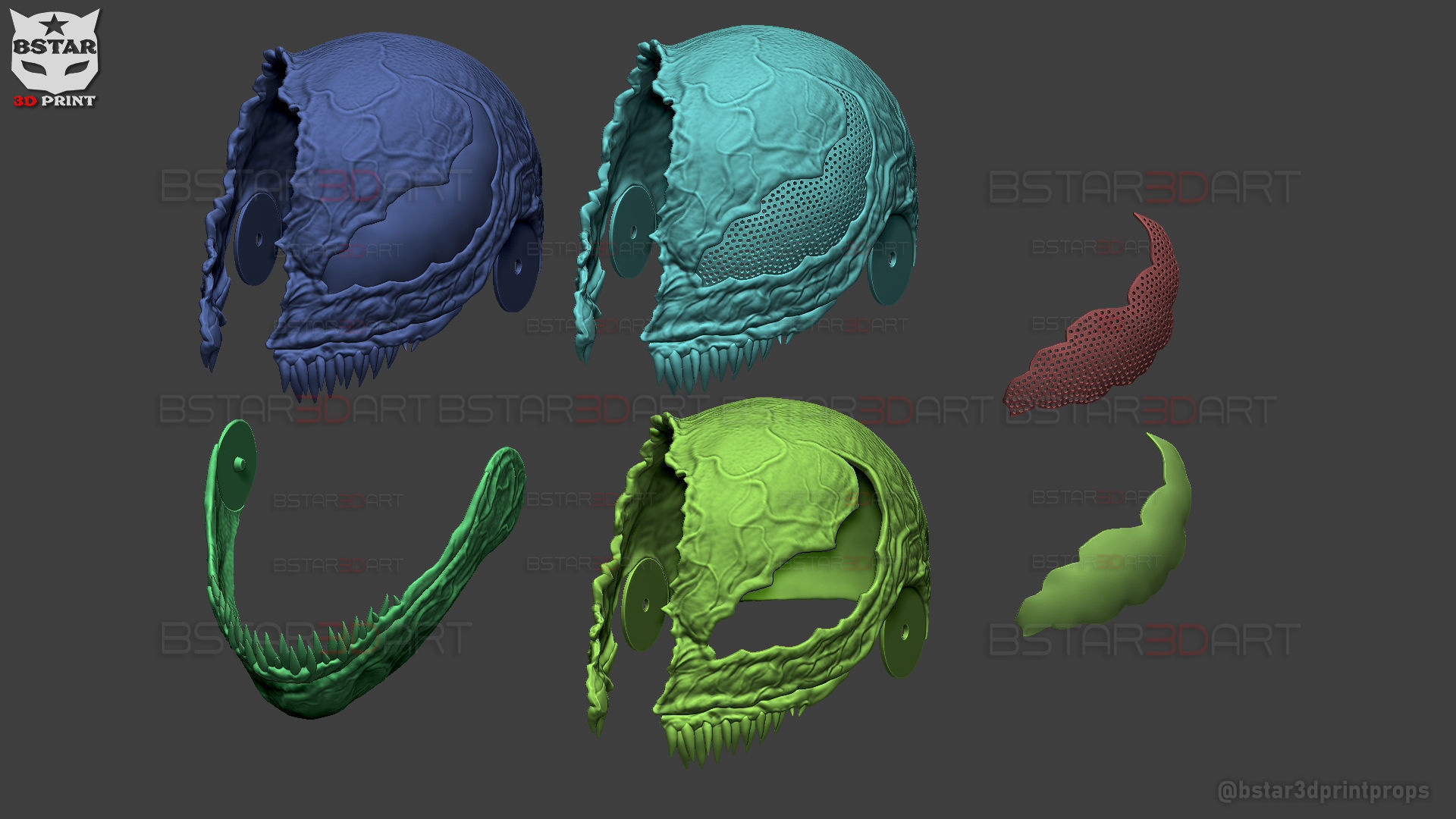 Venom Damaged Helmet Moveable - Marvel Movie 2024 3D print model_36