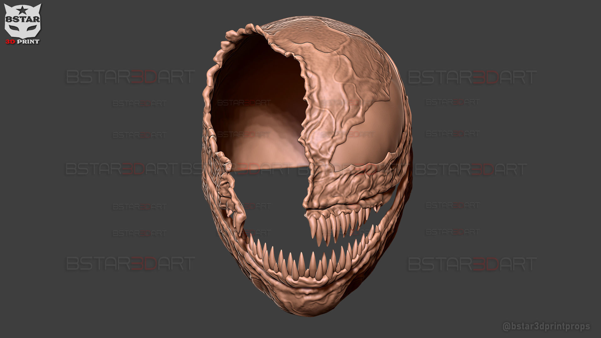 Venom Damaged Helmet Moveable - Marvel Movie 2024 3D print model_24
