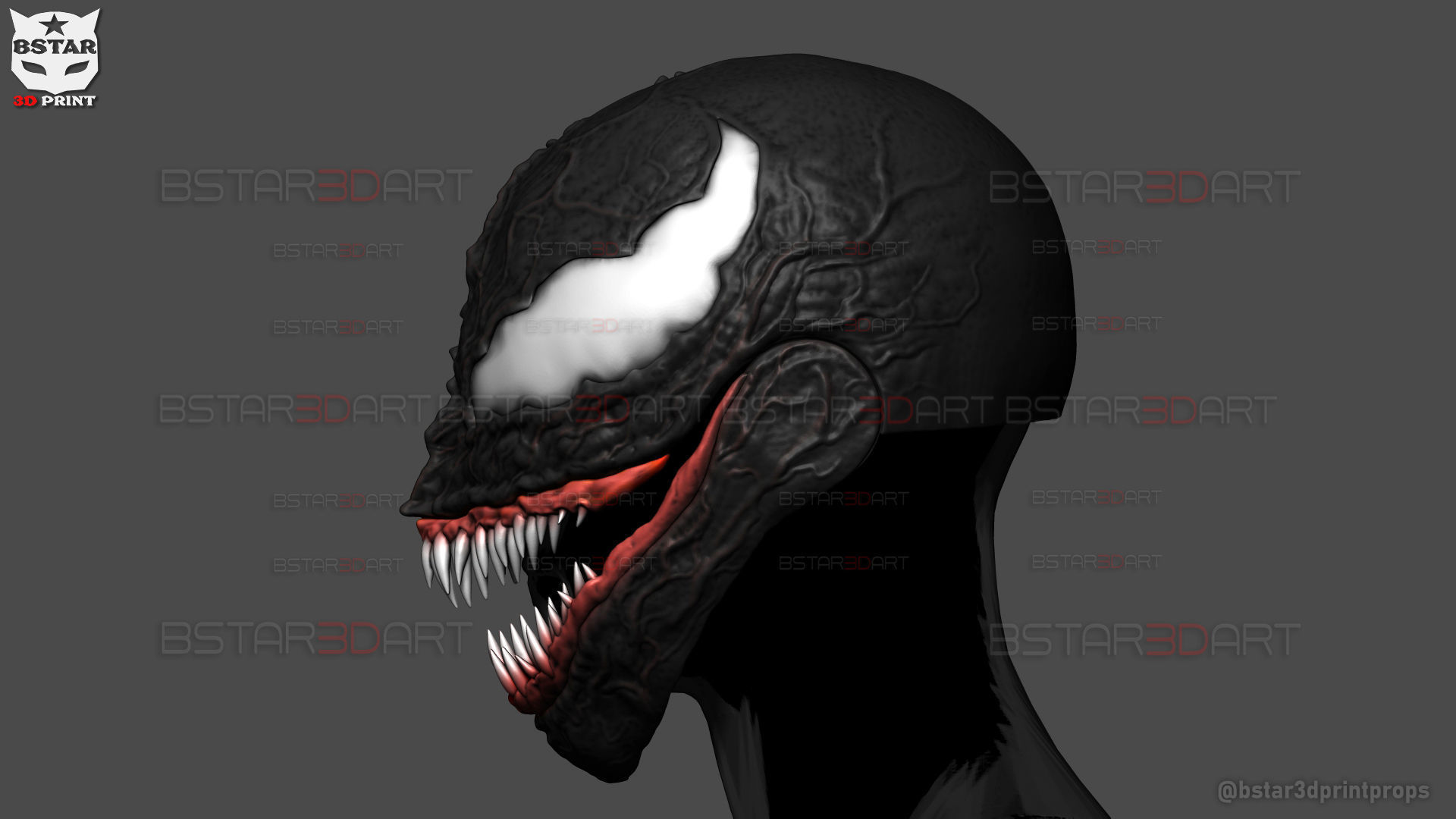 Venom Damaged Helmet Moveable - Marvel Movie 2024 3D print model_14
