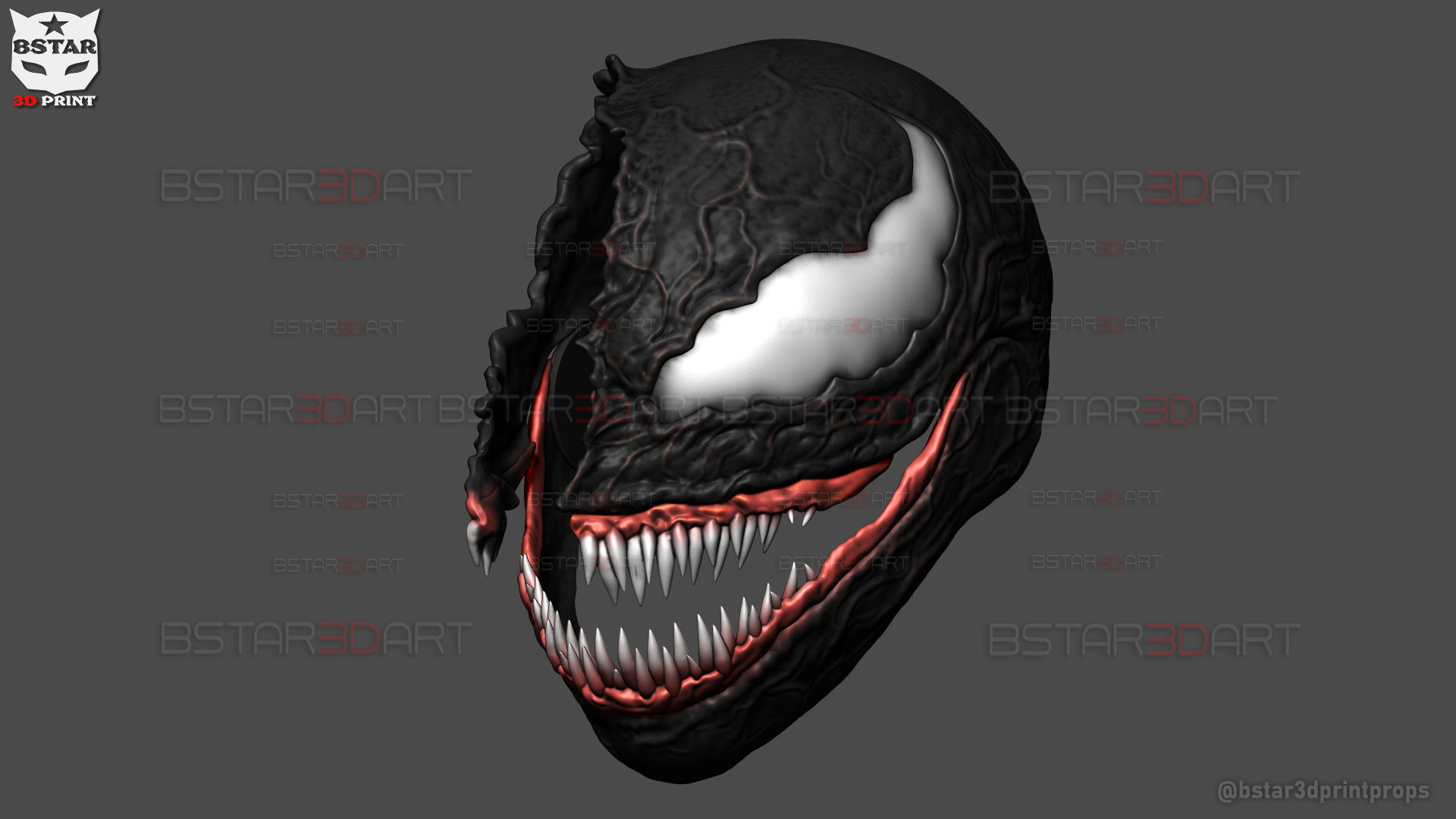 Venom Damaged Helmet Moveable - Marvel Movie 2024 3D print model_21