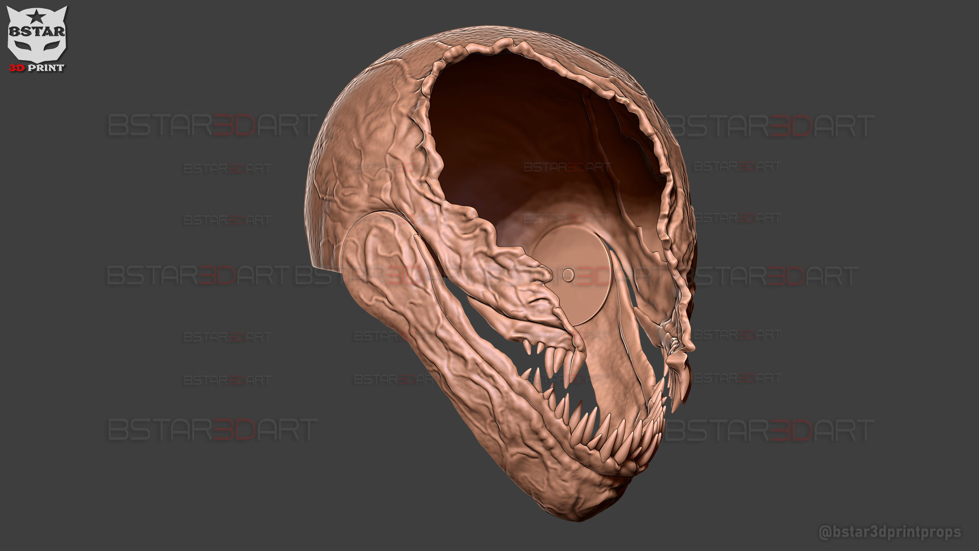 Venom Damaged Helmet Moveable - Marvel Movie 2024 3D print model_29