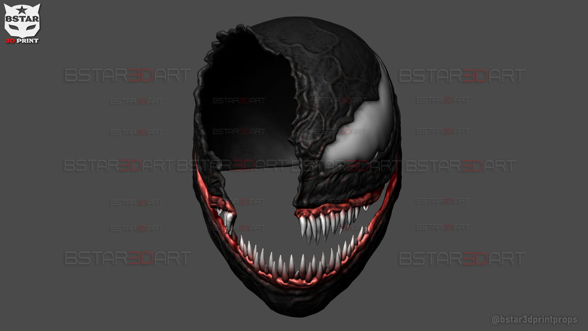 Venom Damaged Helmet Moveable - Marvel Movie 2024 3D print model_19