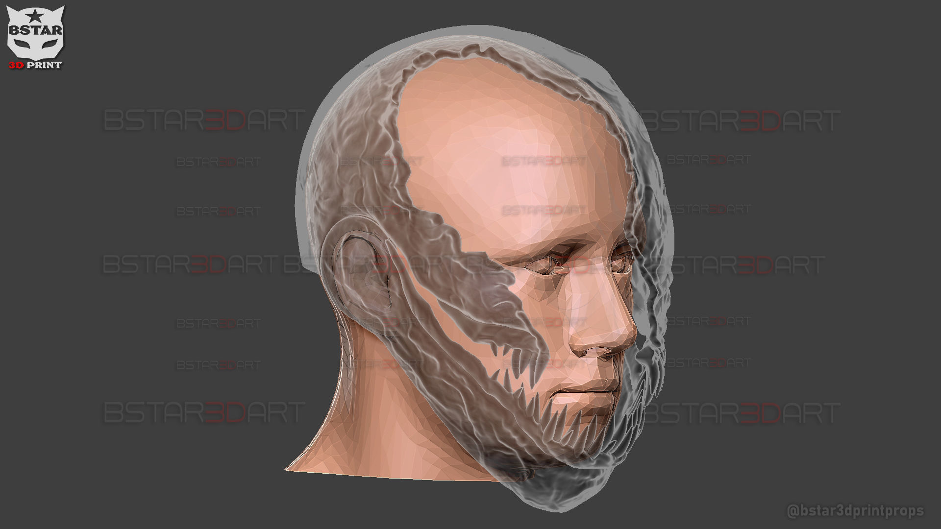 Venom Damaged Helmet Moveable - Marvel Movie 2024 3D print model_34