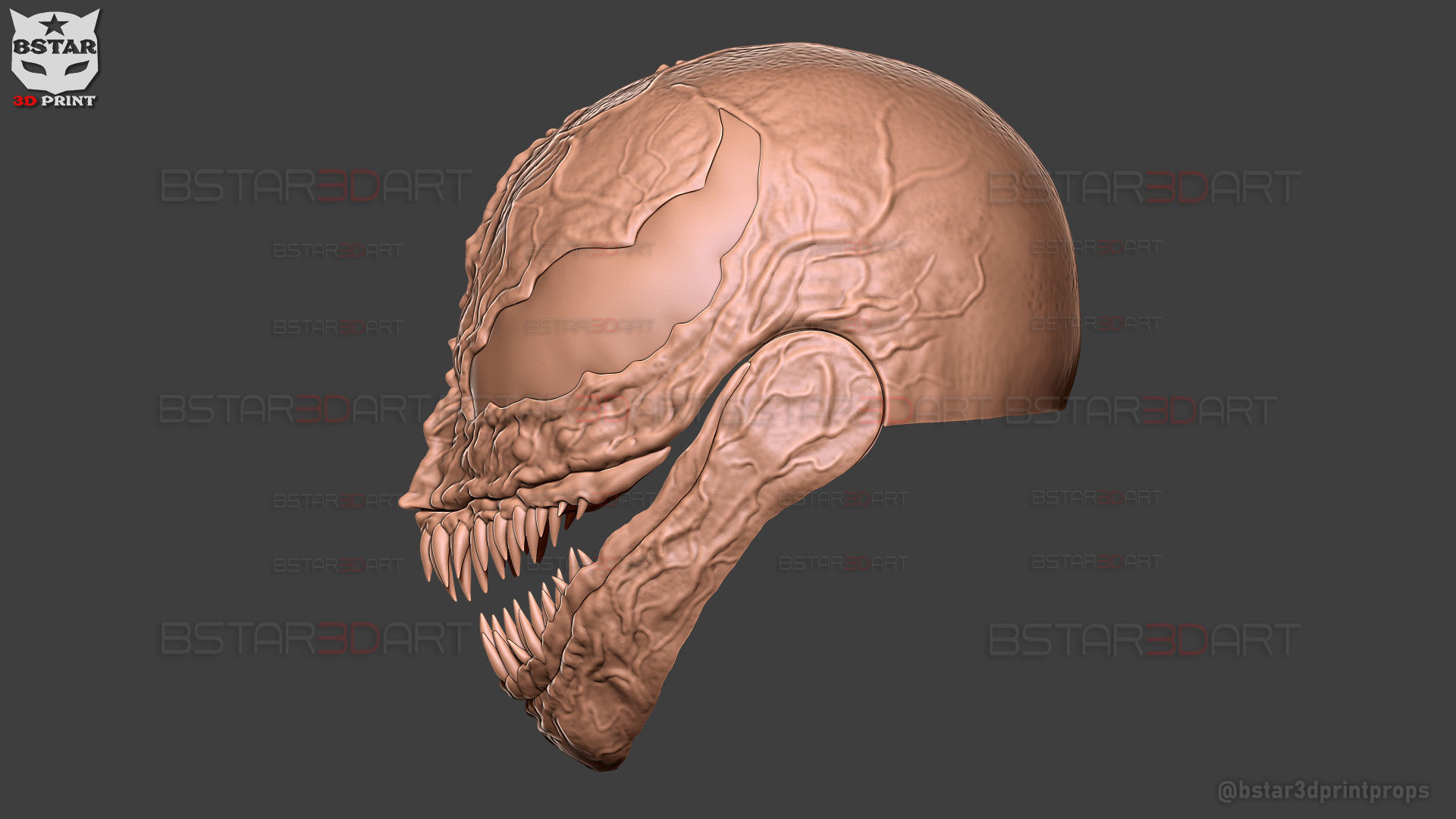 Venom Damaged Helmet Moveable - Marvel Movie 2024 3D print model_26