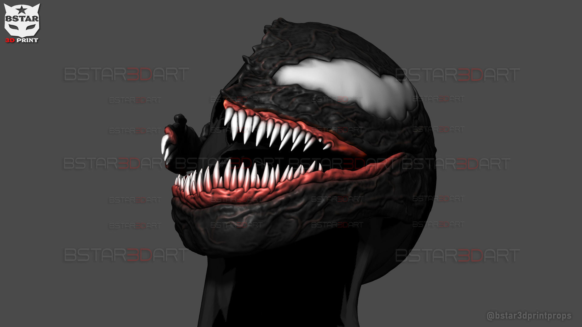 Venom Damaged Helmet Moveable - Marvel Movie 2024 3D print model_17