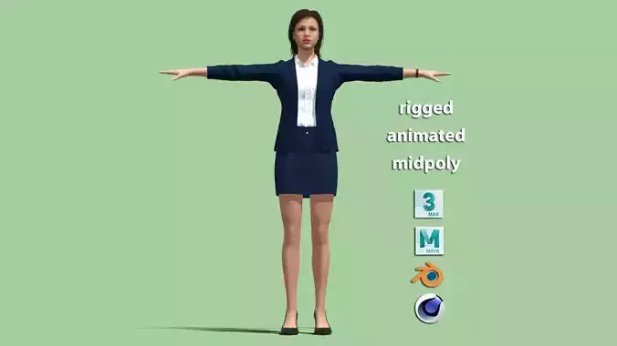 T-Pose Rigged Business woman