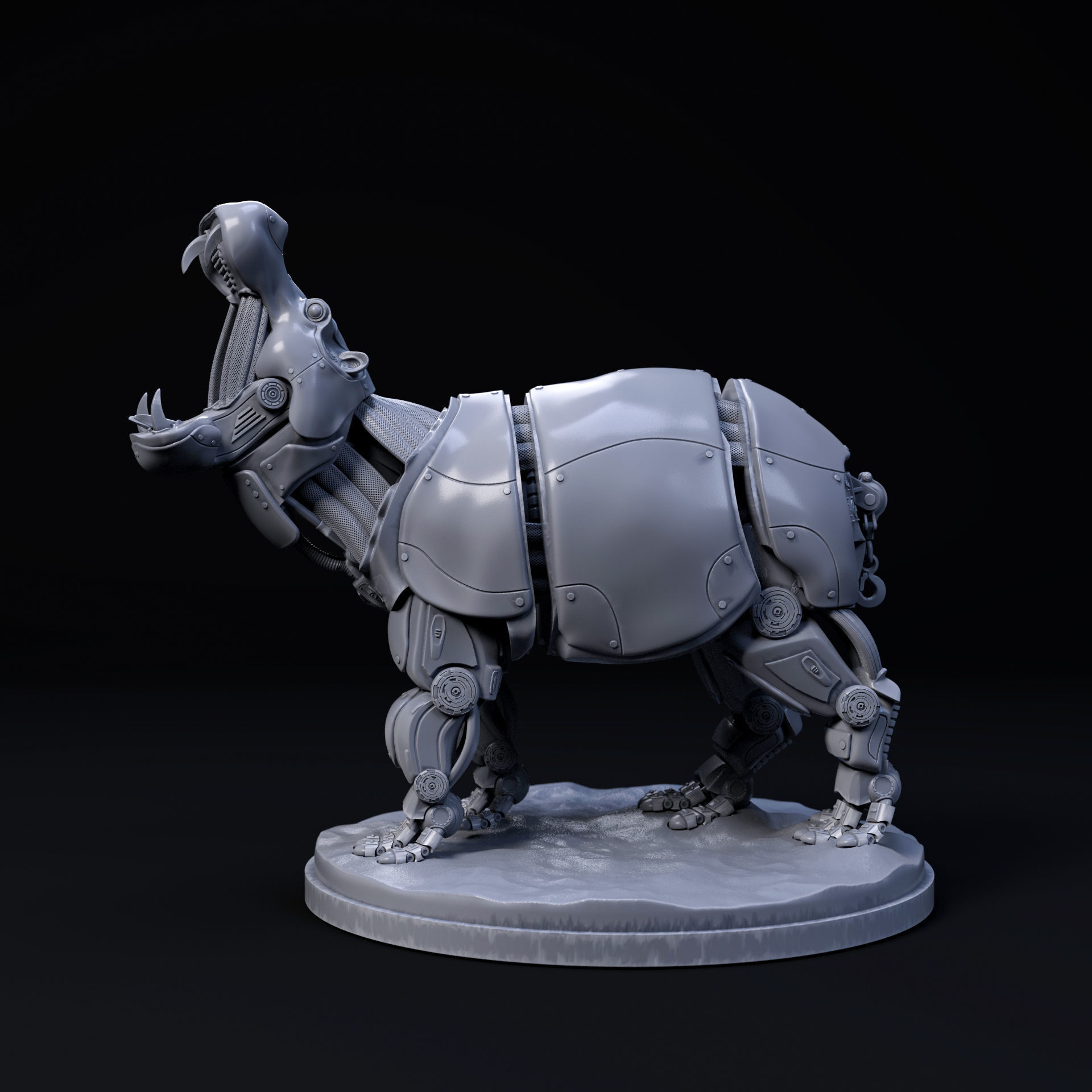 Hippopotamus mecha robot 32mm scale pre-supported 3D print model_1