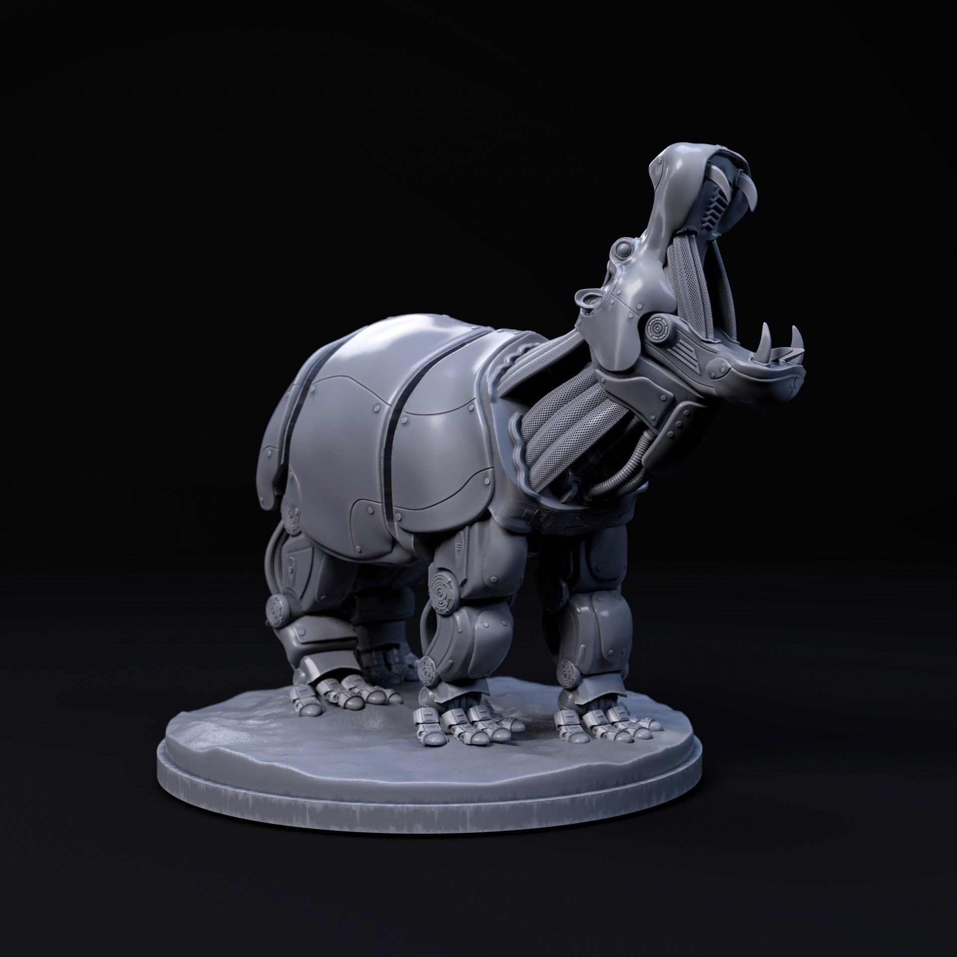 Hippopotamus mecha robot 32mm scale pre-supported 3D print model_4