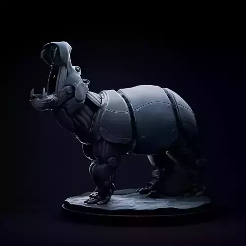 Hippopotamus mecha robot 32mm scale pre-supported 3D print model