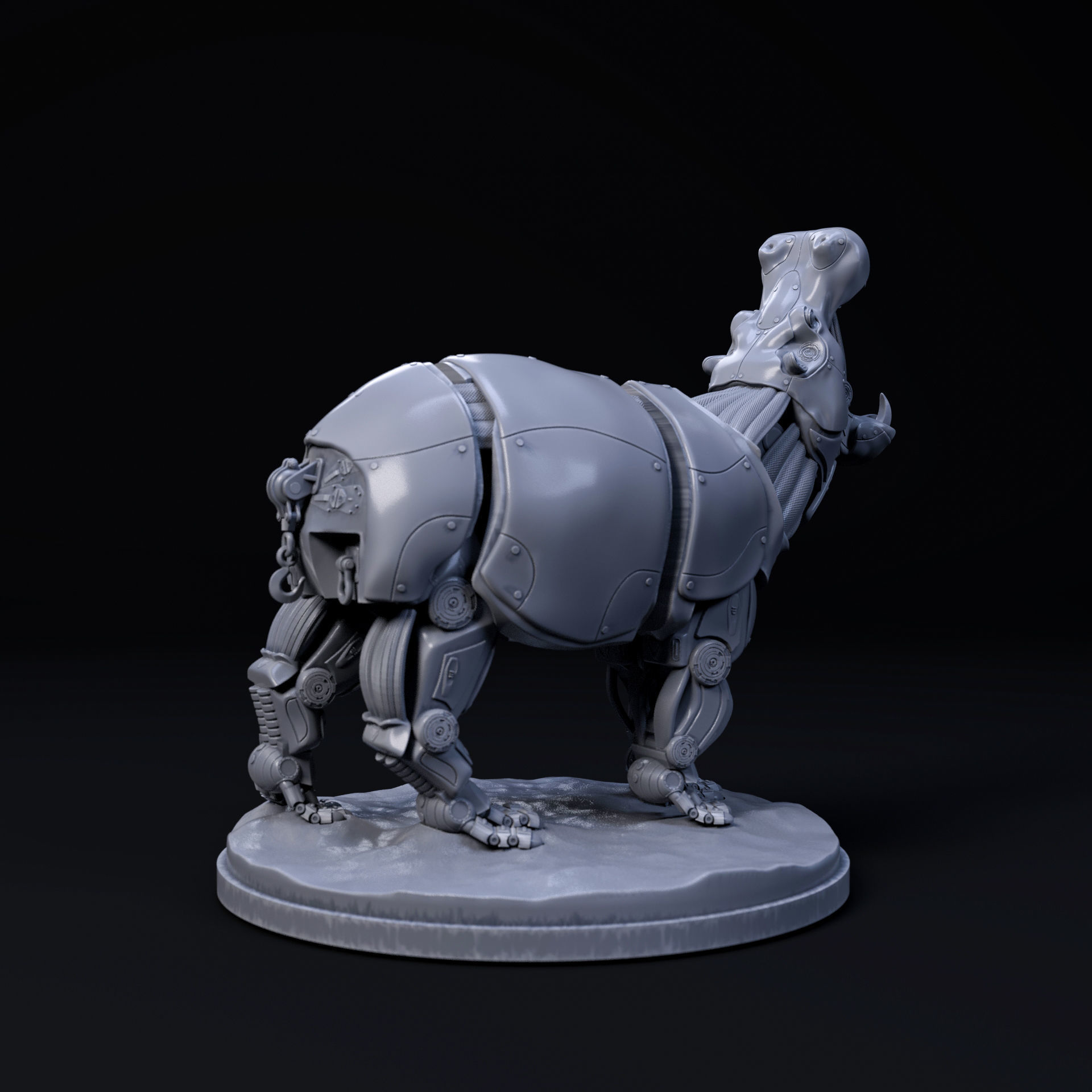 Hippopotamus mecha robot 32mm scale pre-supported 3D print model_3
