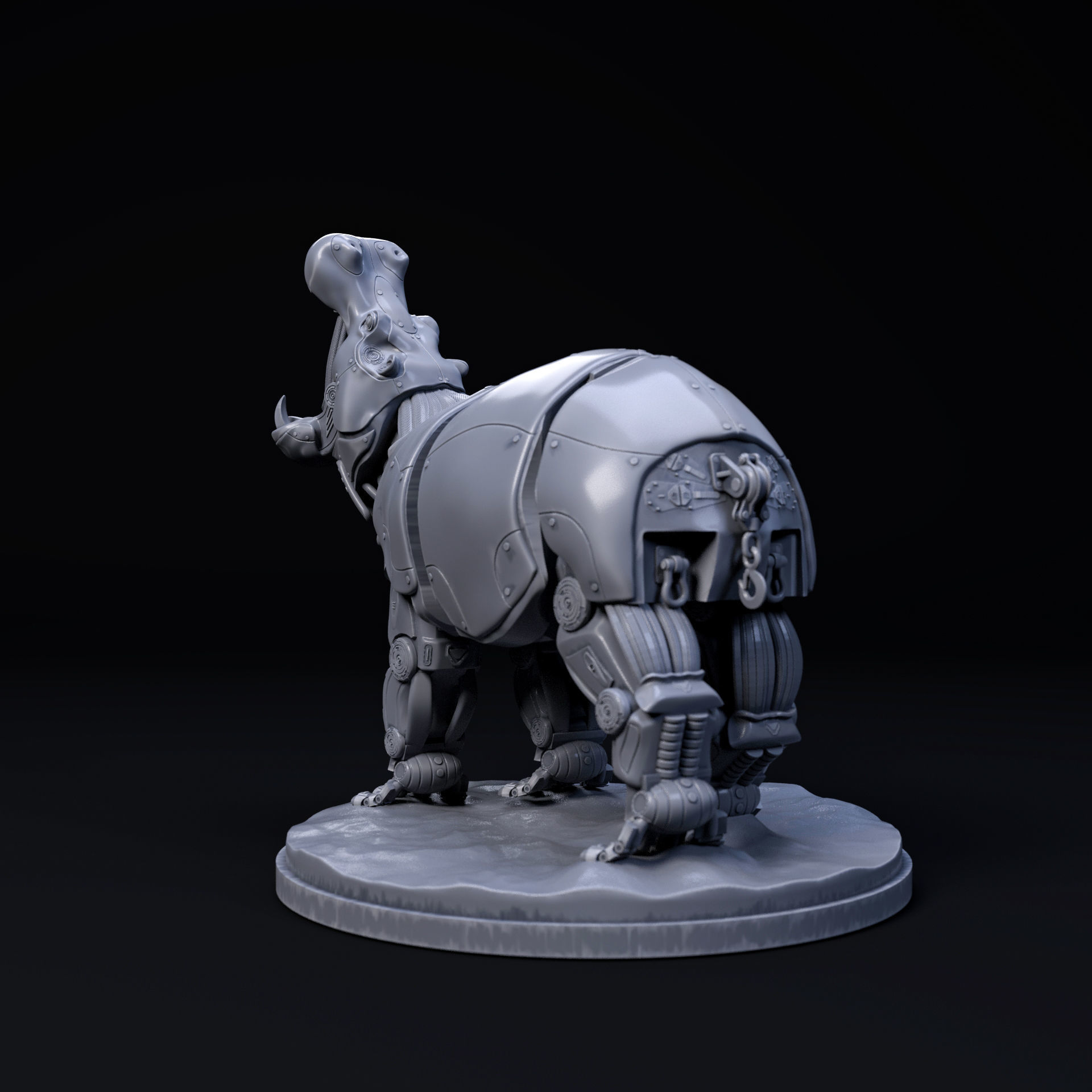 Hippopotamus mecha robot 32mm scale pre-supported 3D print model_2