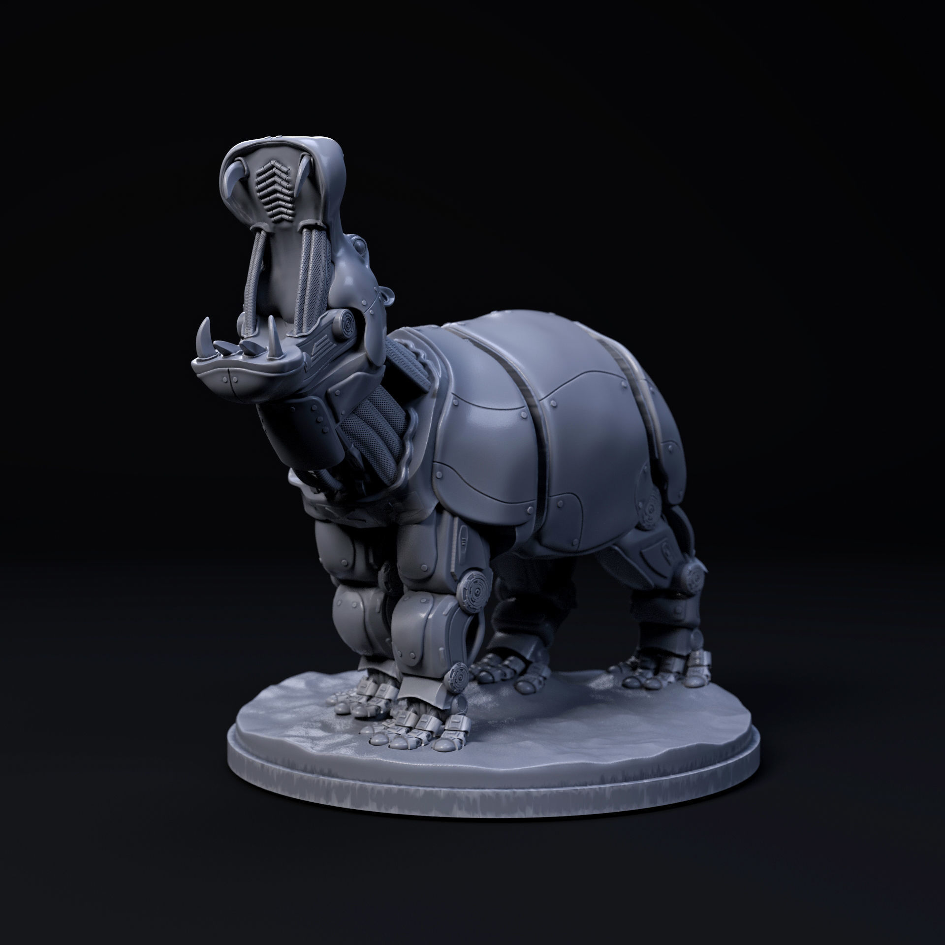 Hippopotamus mecha robot 32mm scale pre-supported 3D print model_5