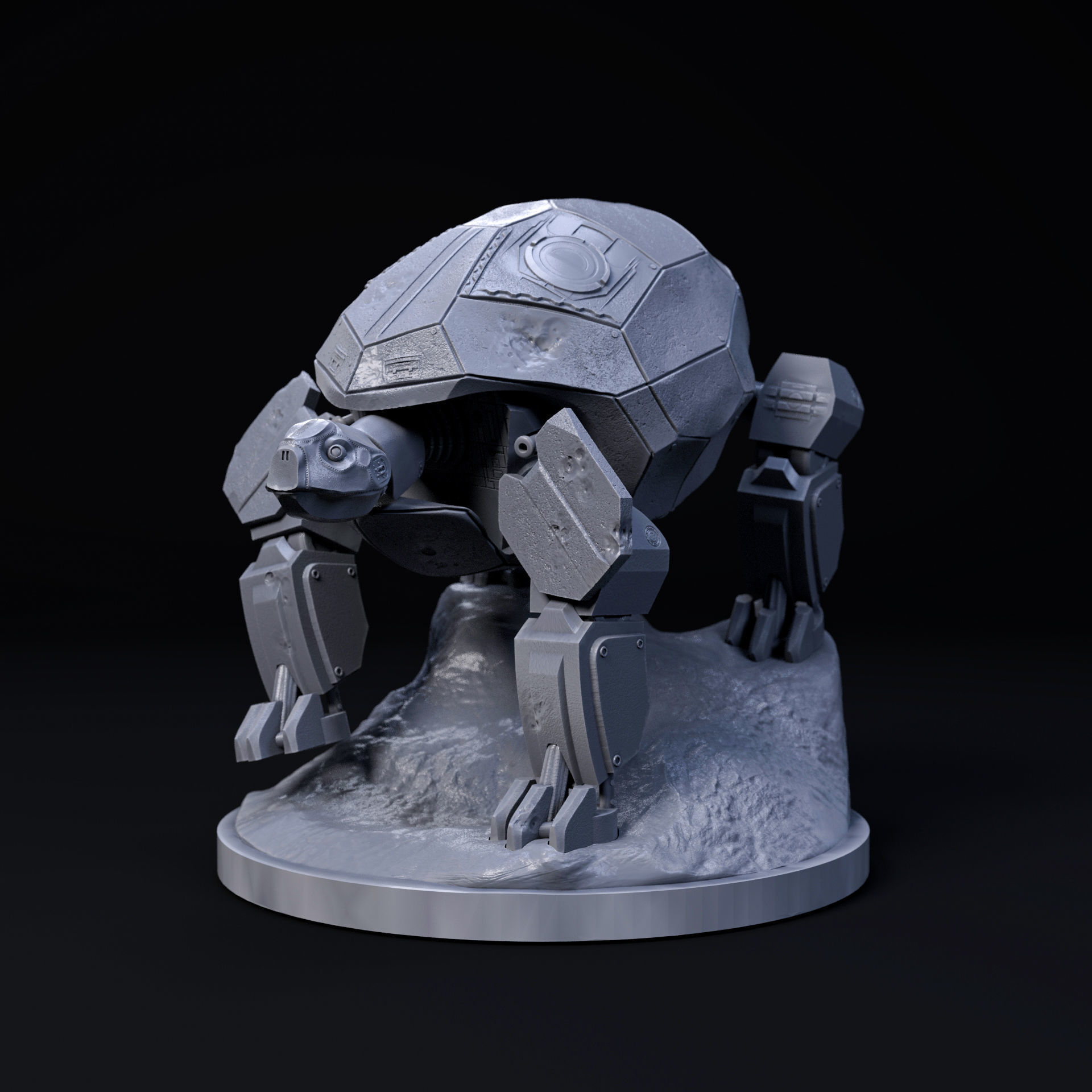 Turtle mecha robot 32mm scale pre-supported 3D print model_1
