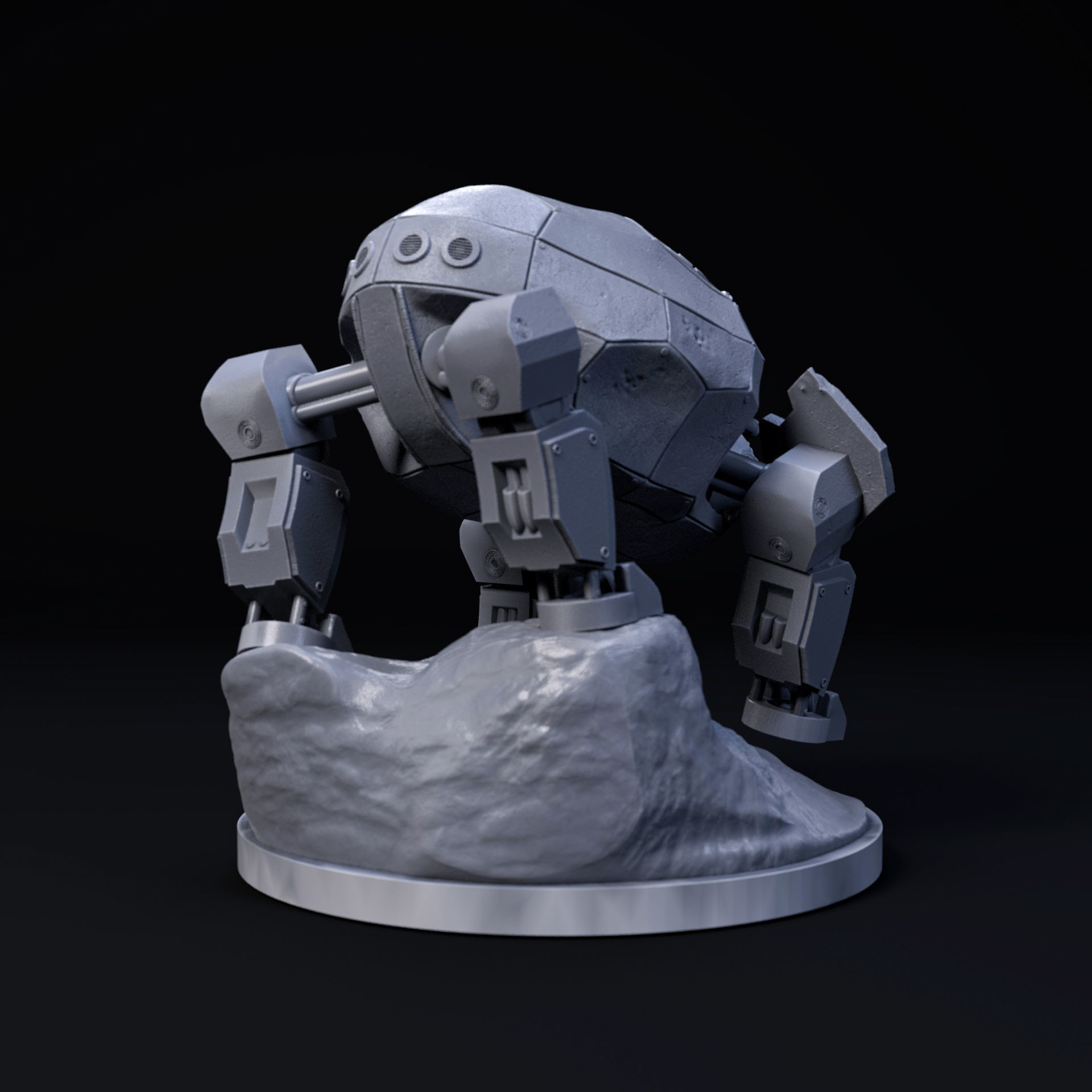 Turtle mecha robot 32mm scale pre-supported 3D print model_3