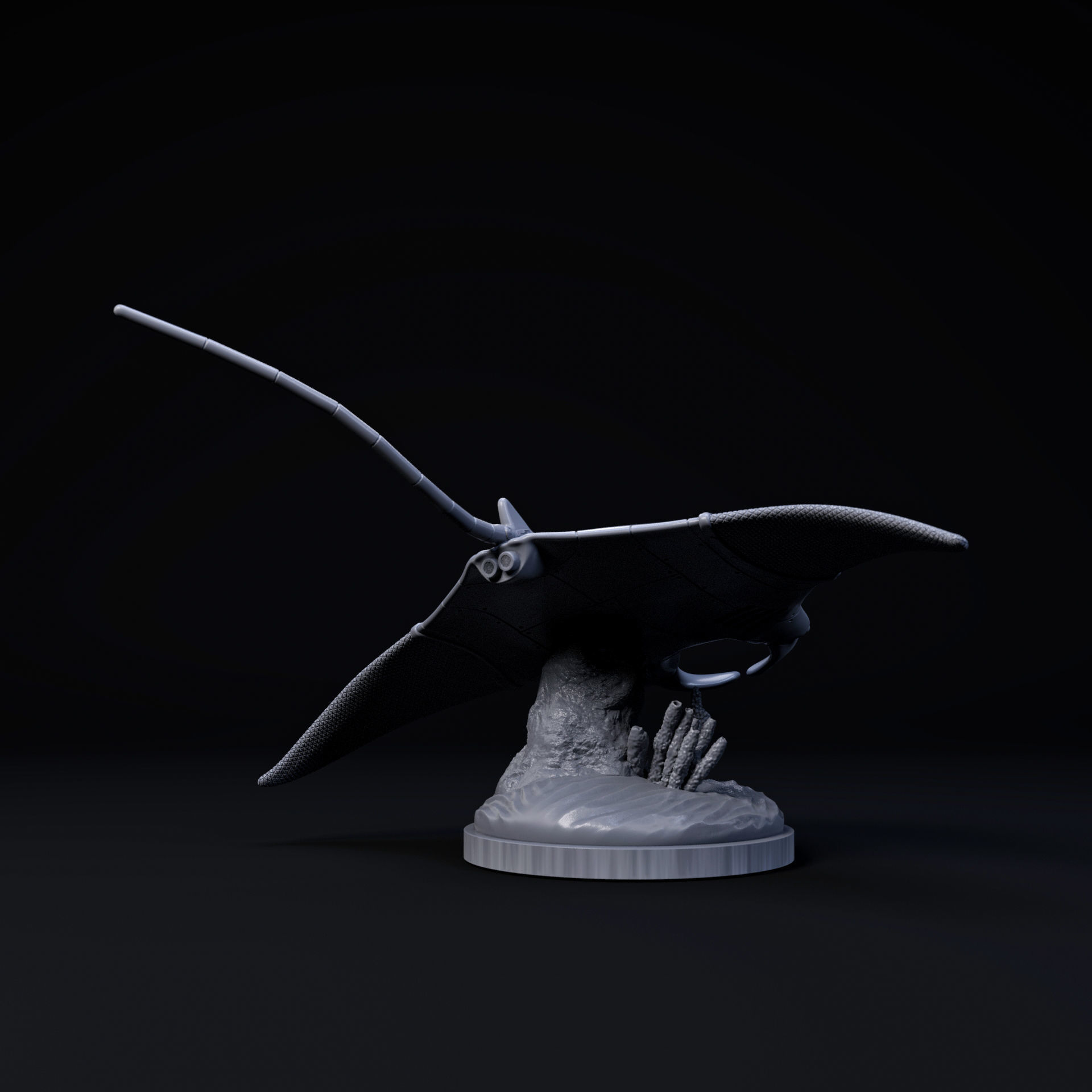 Manta ray mecha robot 32mm scale pre-supported 3D print model_3