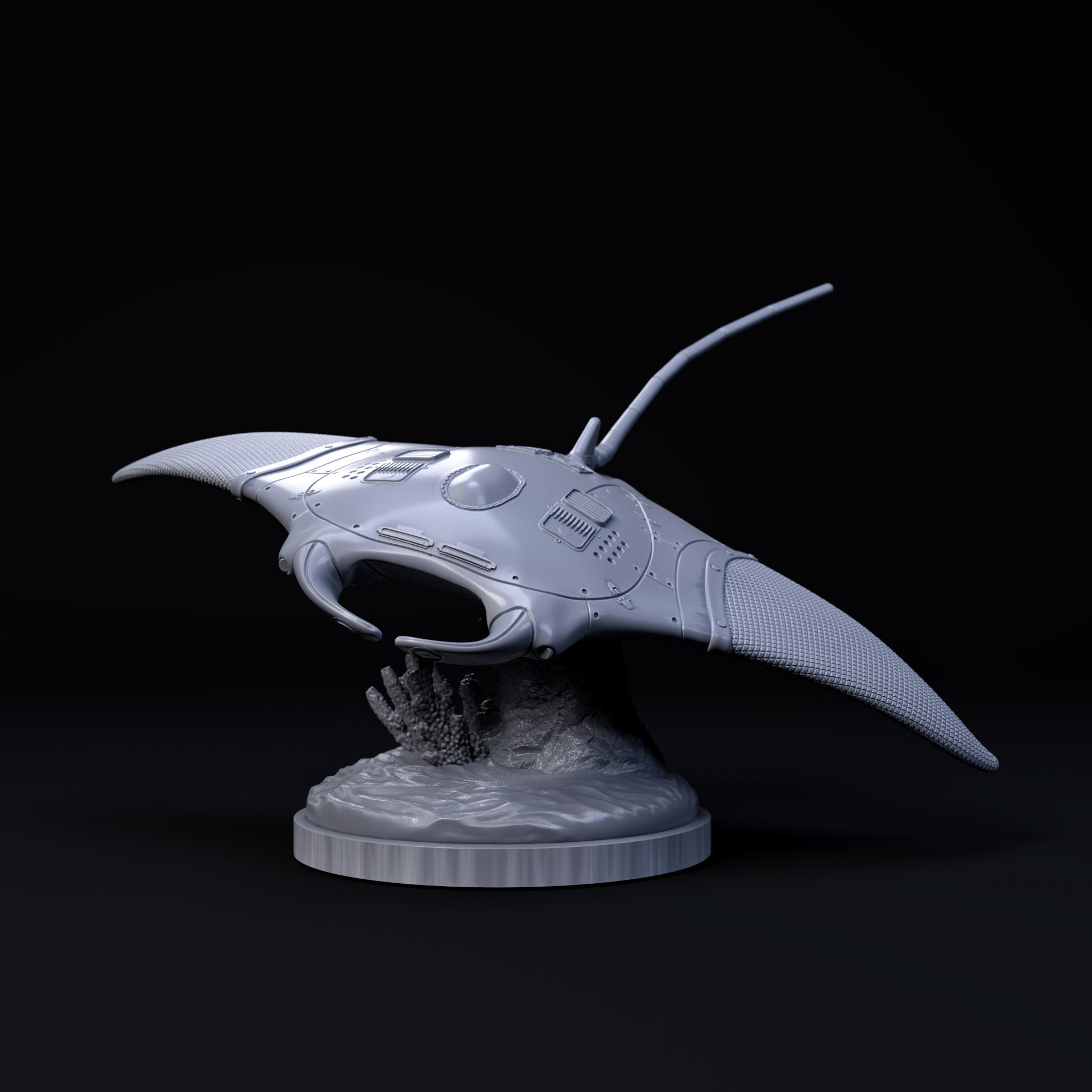Manta ray mecha robot 32mm scale pre-supported 3D print model_1