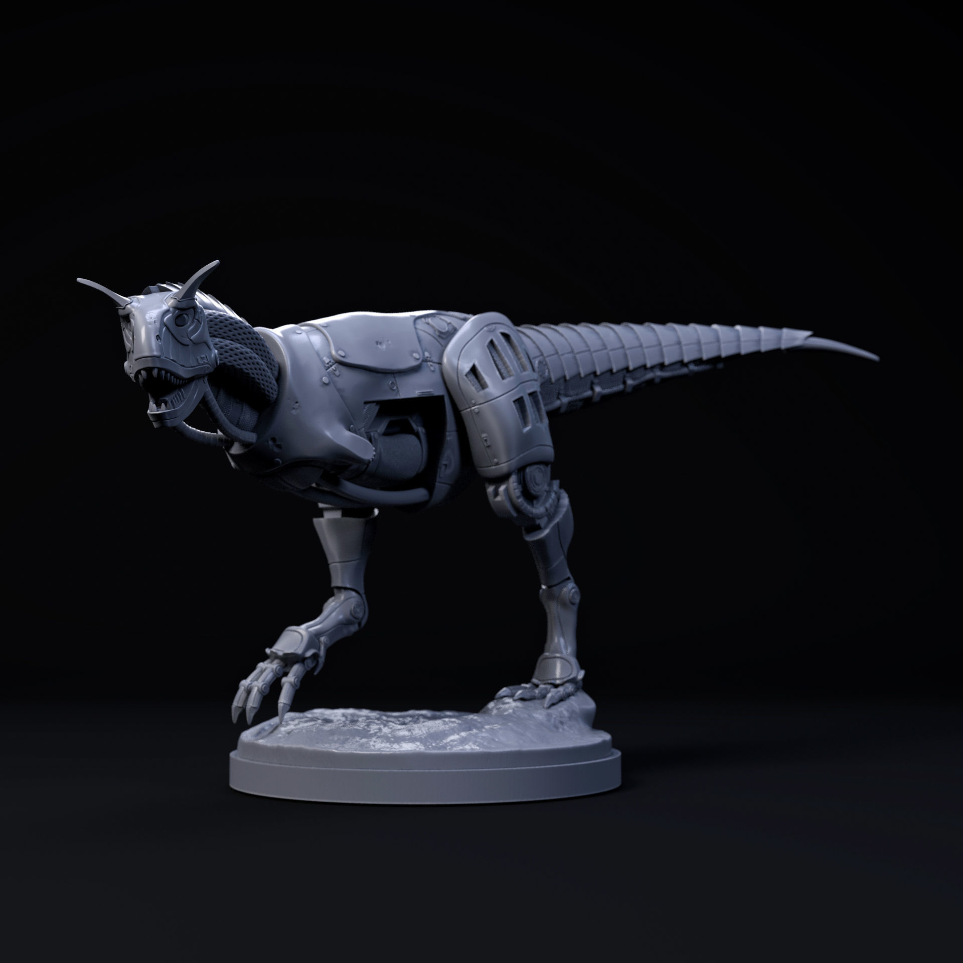Carnotaurus mecha robot 32mm scale pre-supported dinosaur 3D print model_5