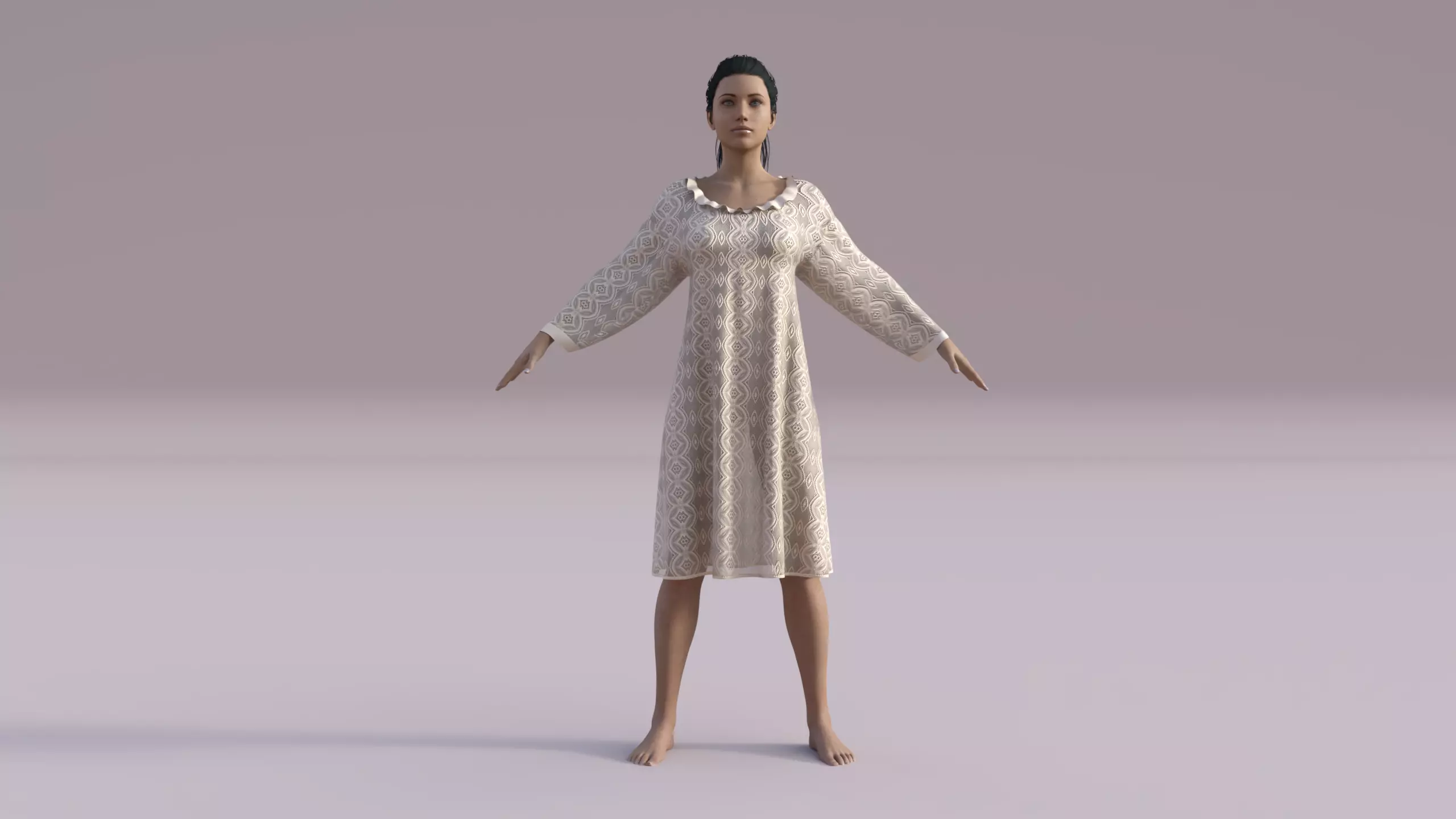 Night Gown Low-poly 3D model_0