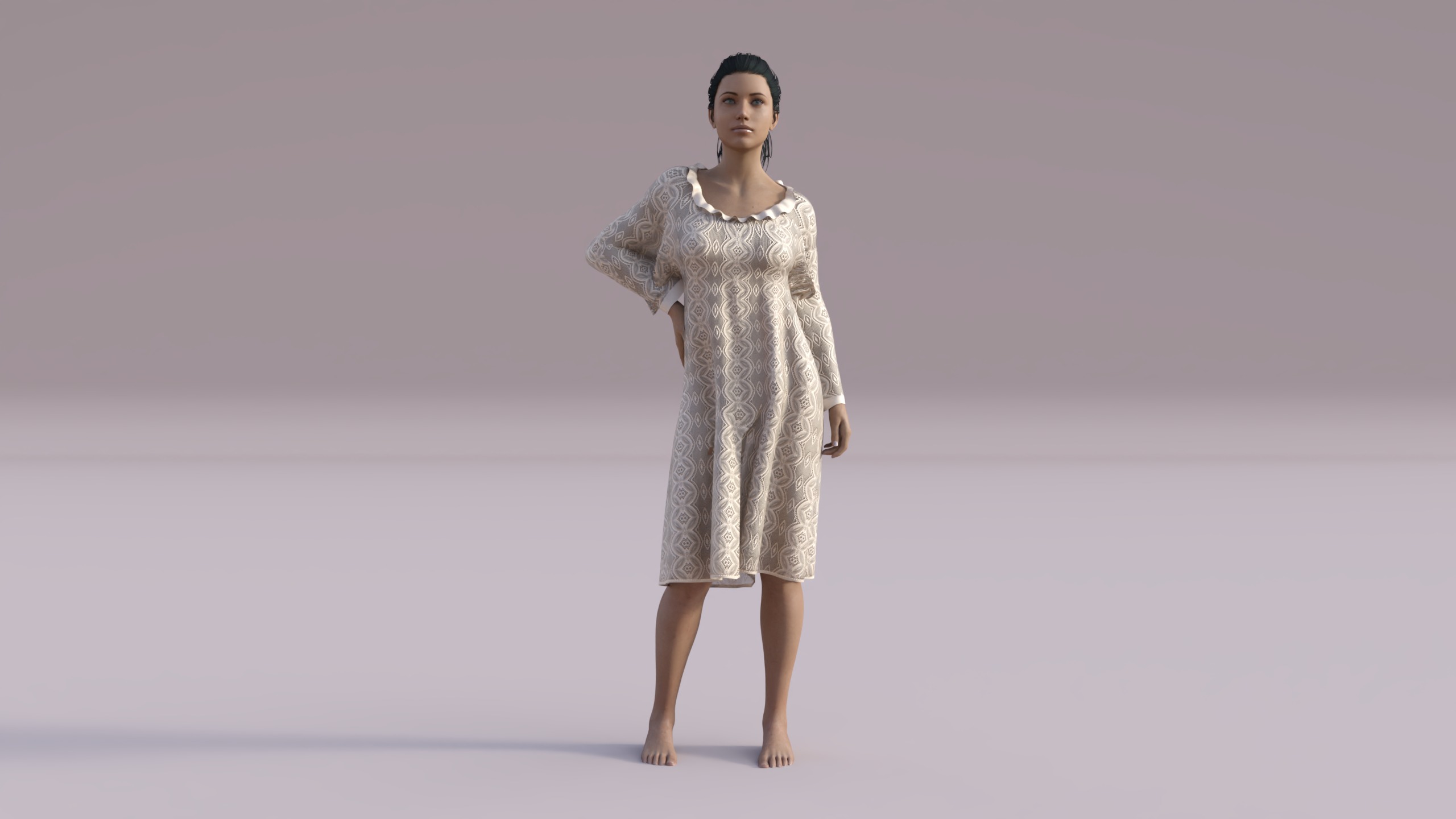 Night Gown Low-poly 3D model_1