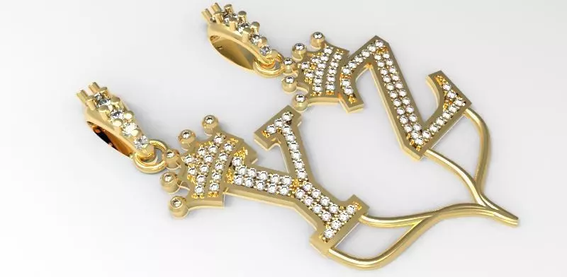 Alphabet Crown Diamond Pendant Y and Z 3D print model